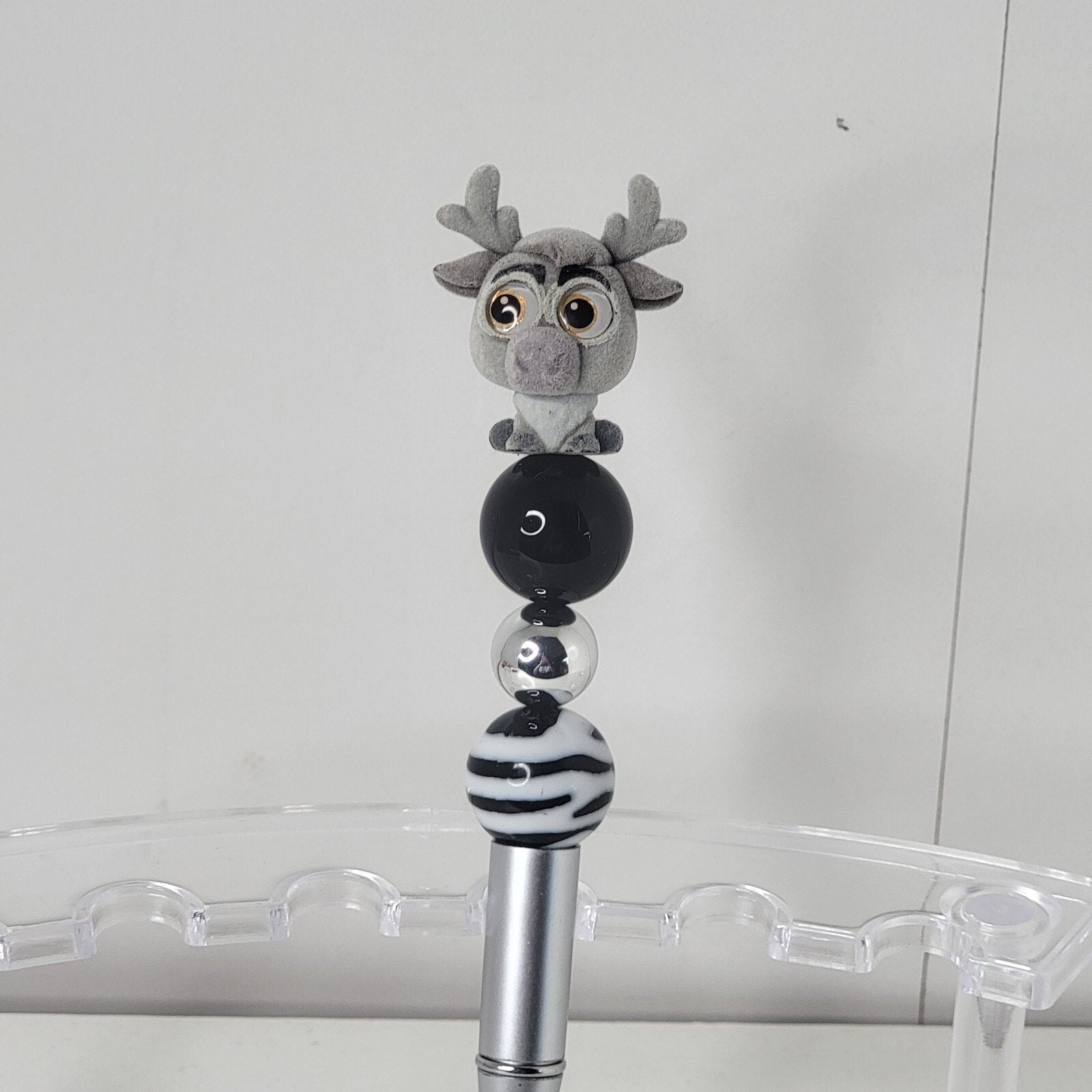 Disney Doorables Beaded Pen Flocked Sven from Frozen Movie Silver Base