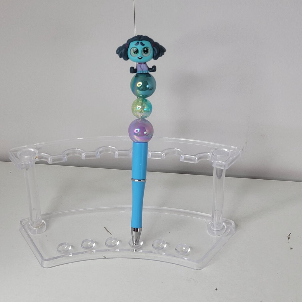 Disney Doorables Beaded Pen Envy from Inside Out 2 Movie Light Blue Base