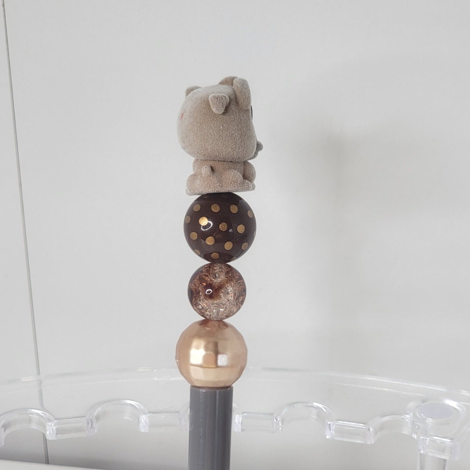 Disneyana Disney Francis Character Pen Gray Gold Brown Beaded Design