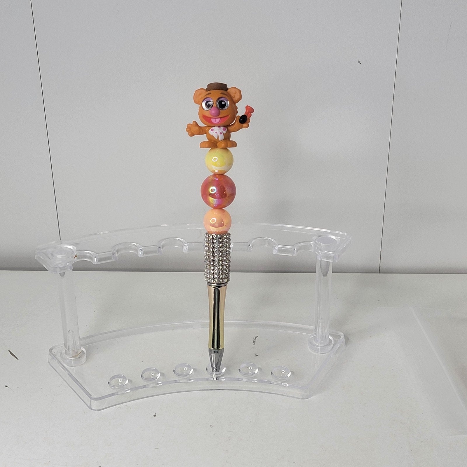 Handmade Disney Beaded Pen Fozzie Bear Muppets Collectible Writing Gift Horn