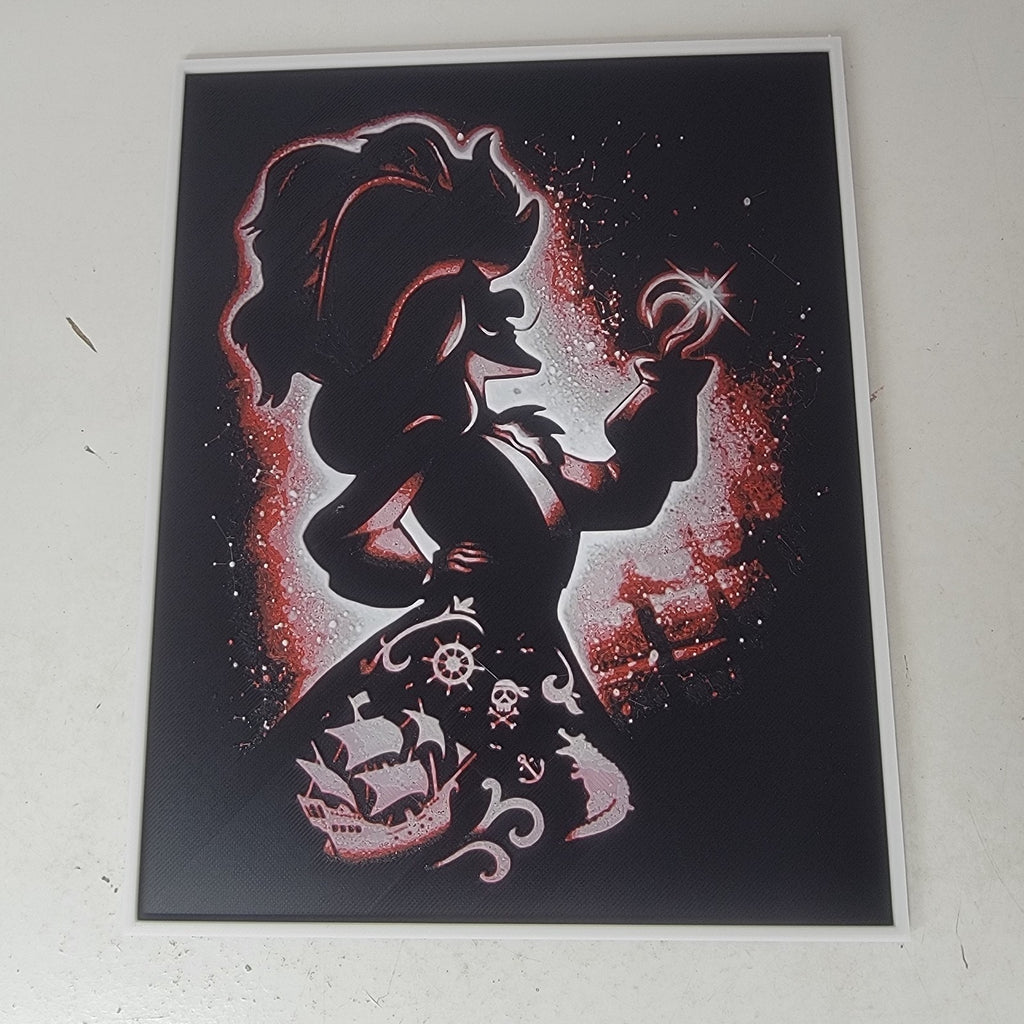 3D Printed Captain Hook Silhouette Wall Art Plaque By LMP Creations Peter Pan