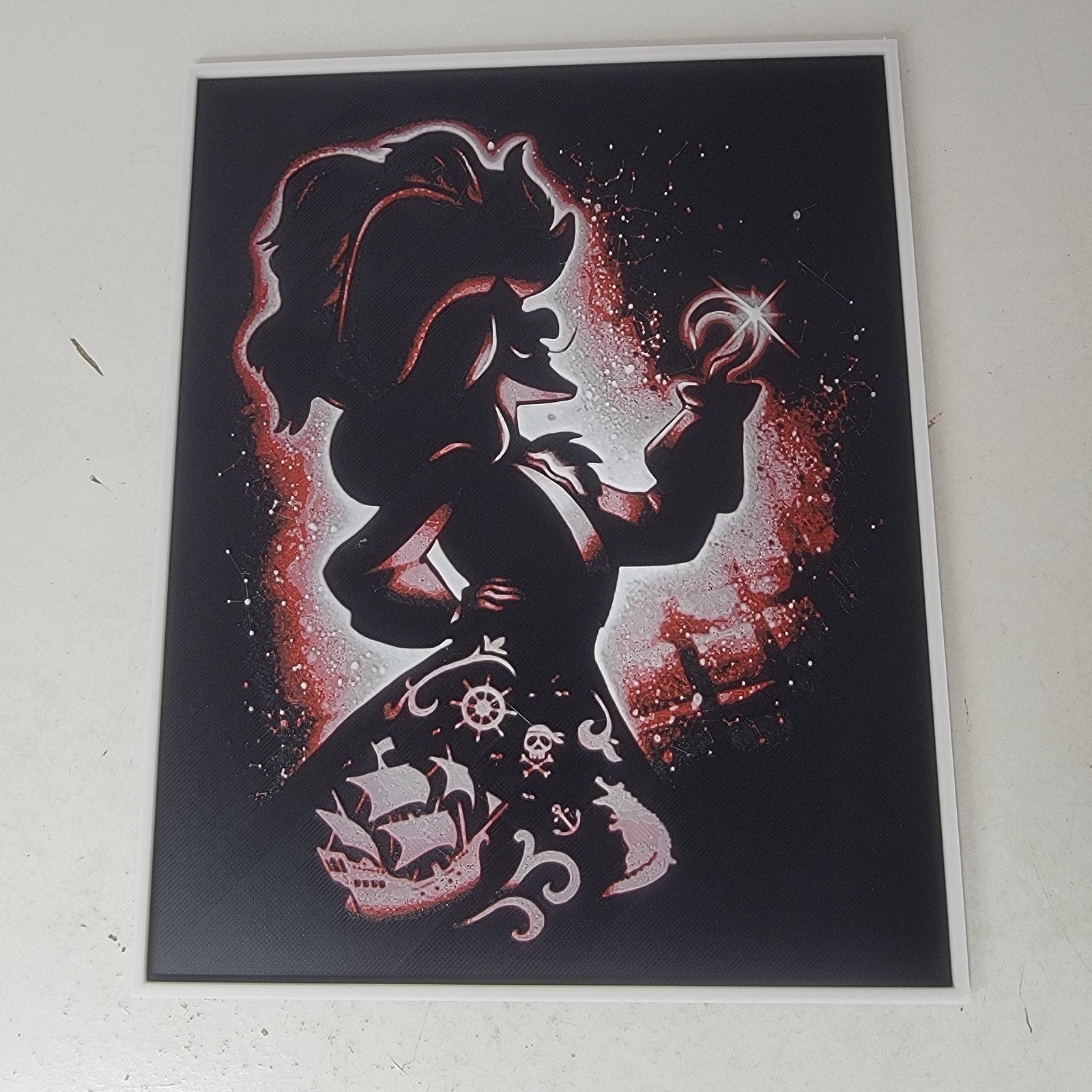 3D Printed Captain Hook Silhouette Wall Art Plaque By LMP Creations Peter Pan