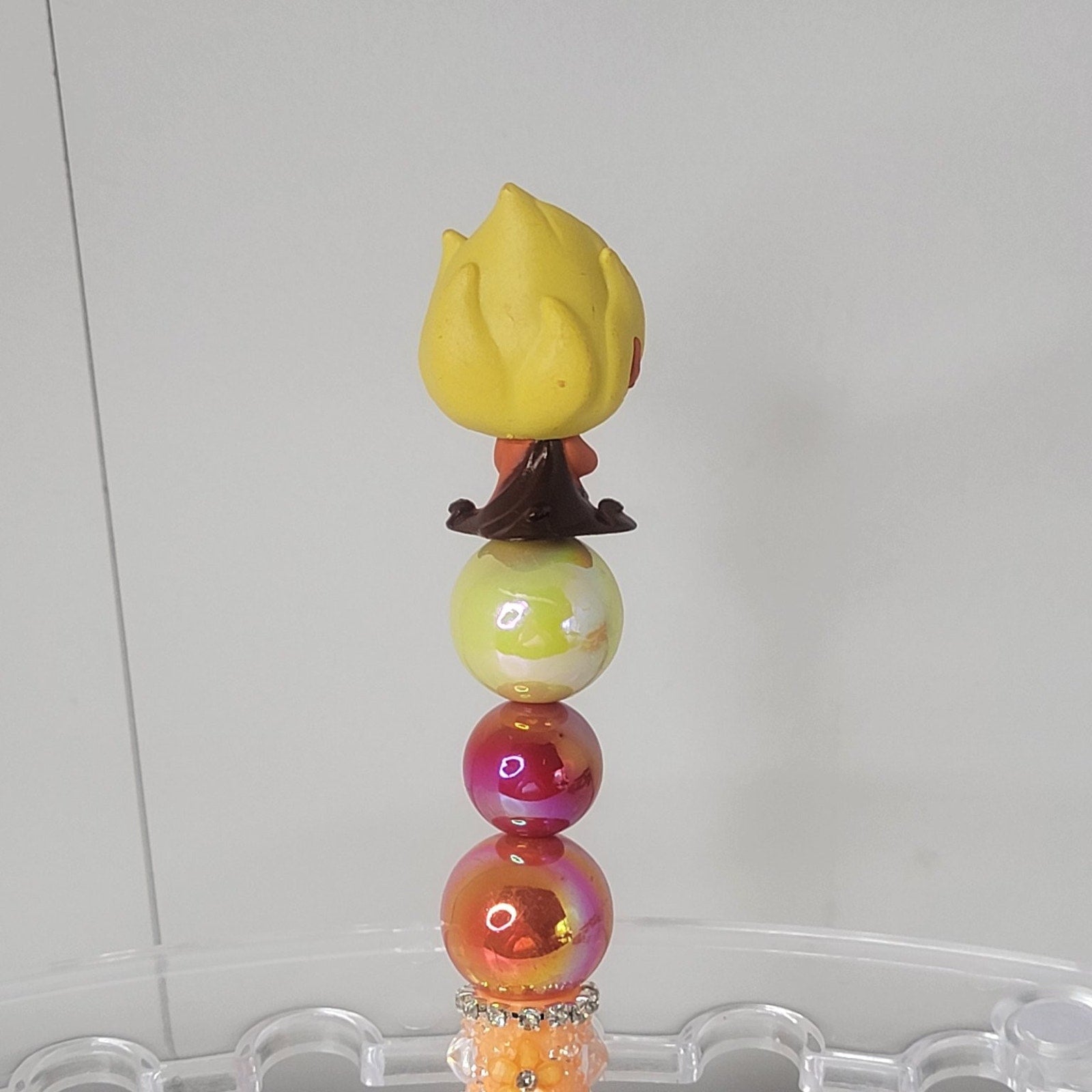 Hades Disneyana Pen 7.5in Orange Beaded Figurine Ink Collectible