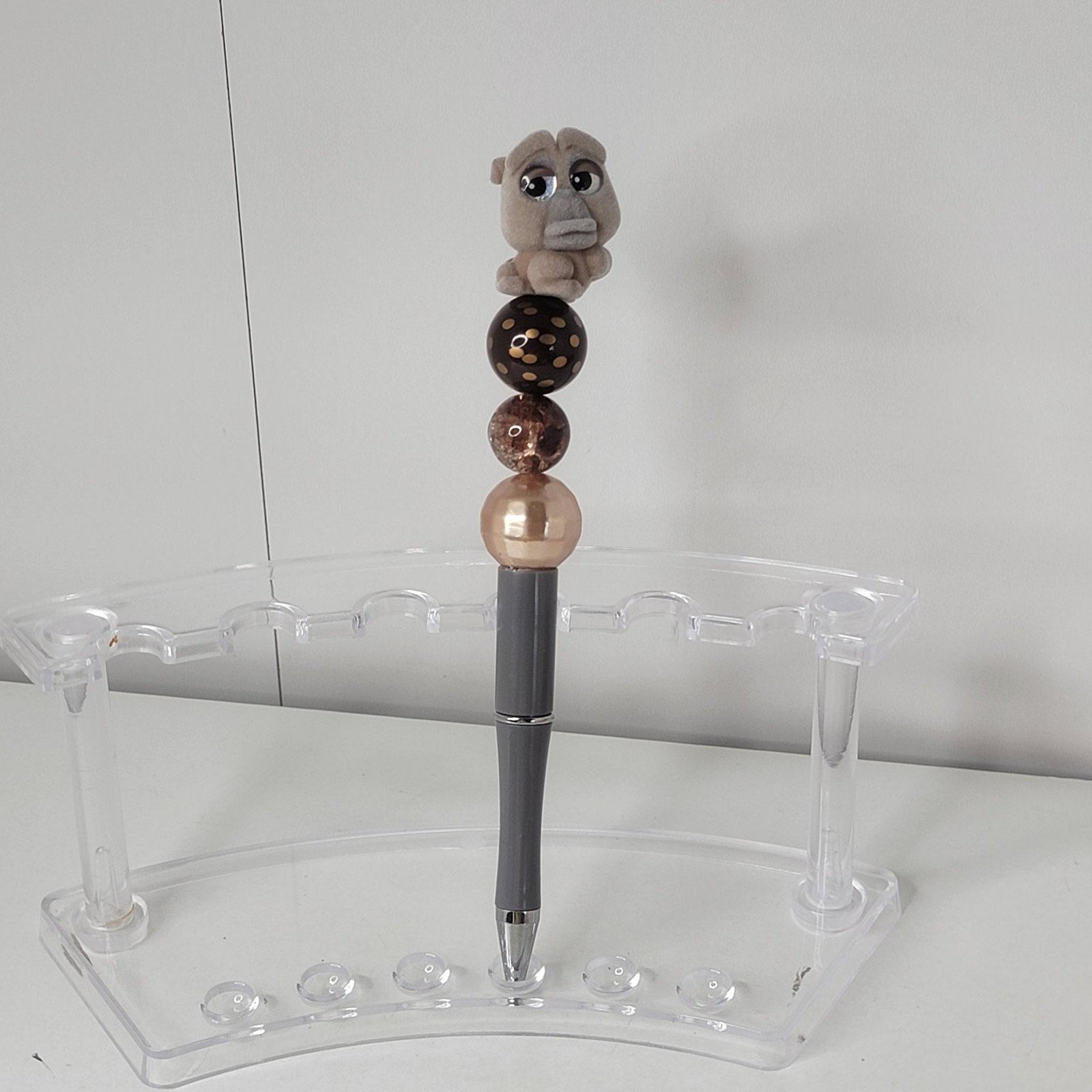 Disneyana Disney Francis Character Pen Gray Gold Brown Beaded Design