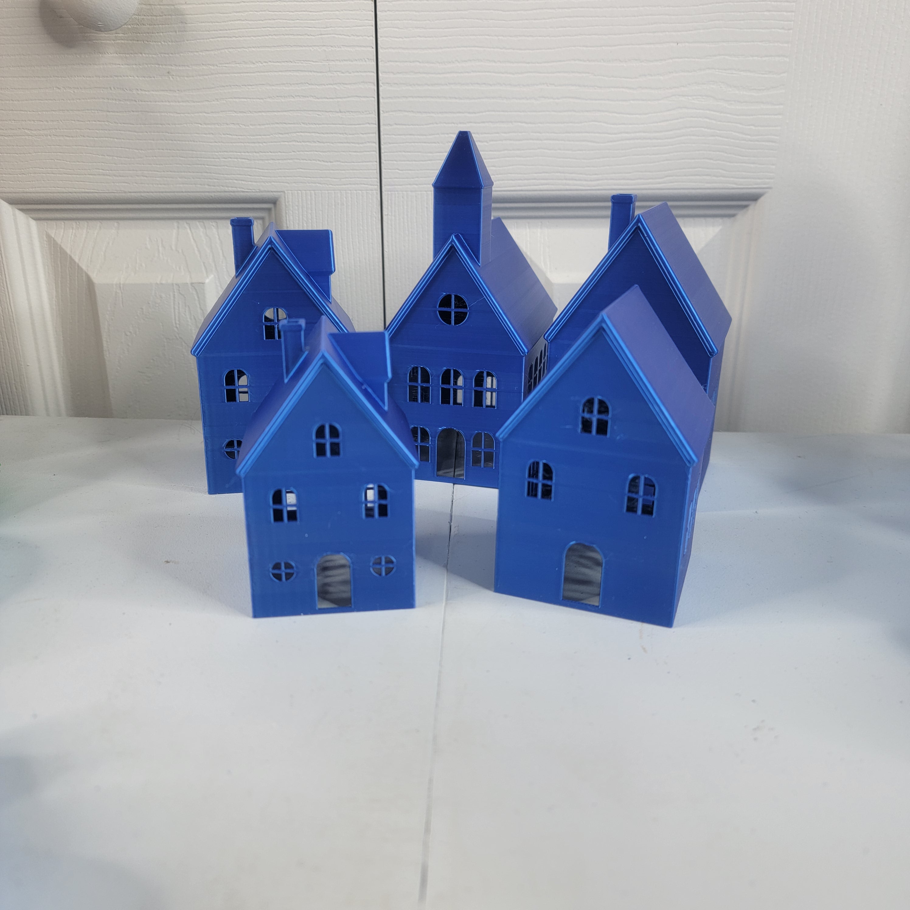 Blue Mini Village House Set – 3D Printed LED Light Houses | LMP Creations