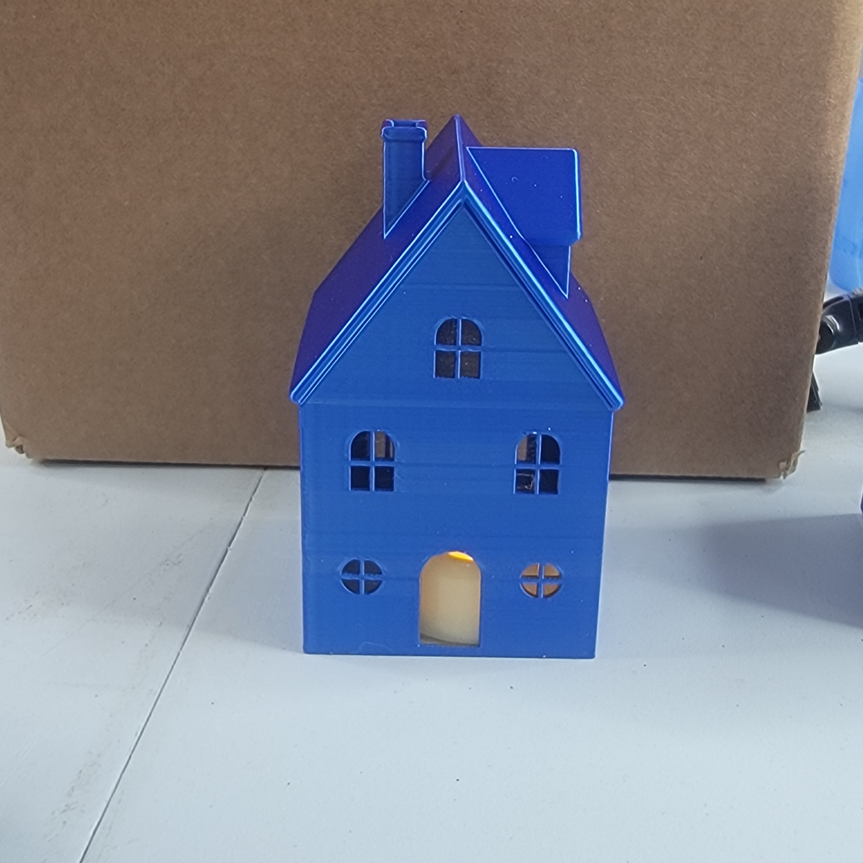 Blue Mini Village House Set – 3D Printed LED Light Houses | LMP Creations