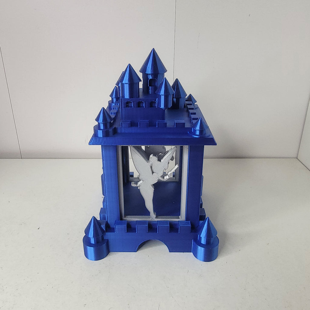 Enchanted Blue Castle Light Box – 3D Printed Fan-Made Lantern | Princess, Fairy & Mouse Silhouettes | LMP Creations