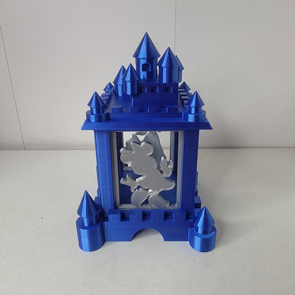 Enchanted Blue Castle Light Box – 3D Printed Fan-Made Lantern | Princess, Fairy & Mouse Silhouettes | LMP Creations