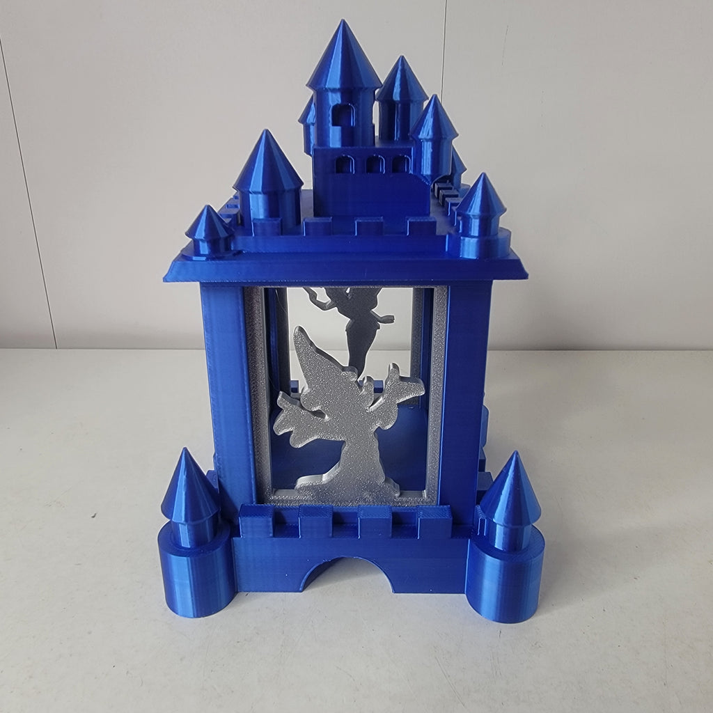 Enchanted Blue Castle Light Box – 3D Printed Fan-Made Lantern | Princess, Fairy & Mouse Silhouettes | LMP Creations