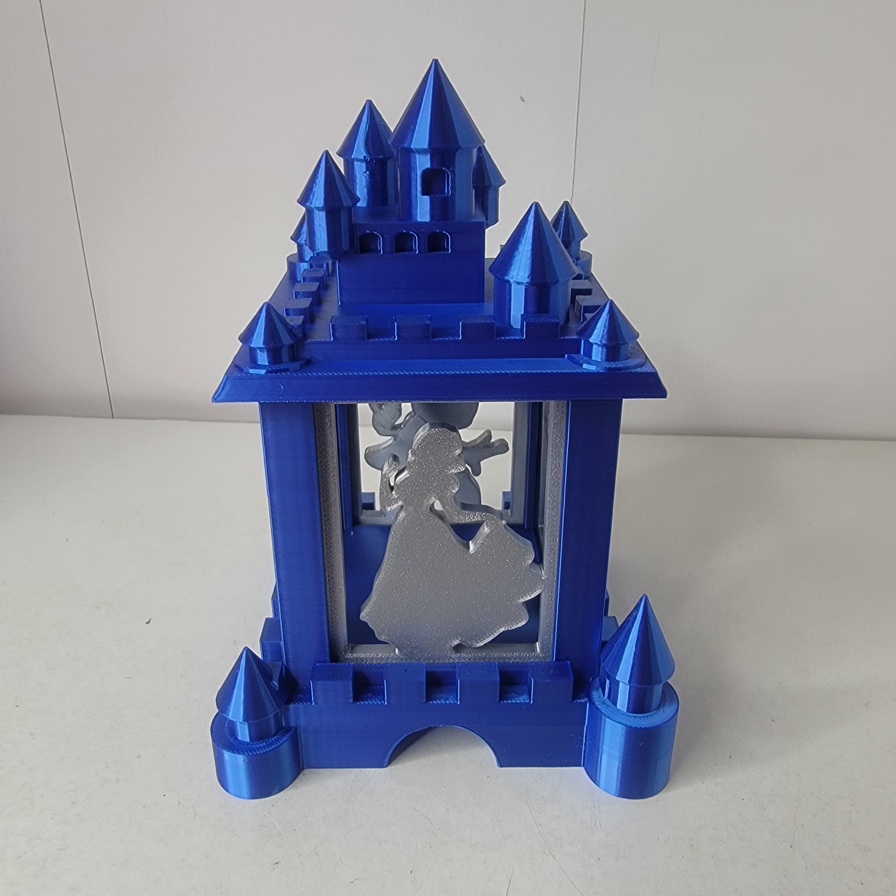 Enchanted Blue Castle Light Box – 3D Printed Fan-Made Lantern | Princess, Fairy & Mouse Silhouettes | LMP Creations