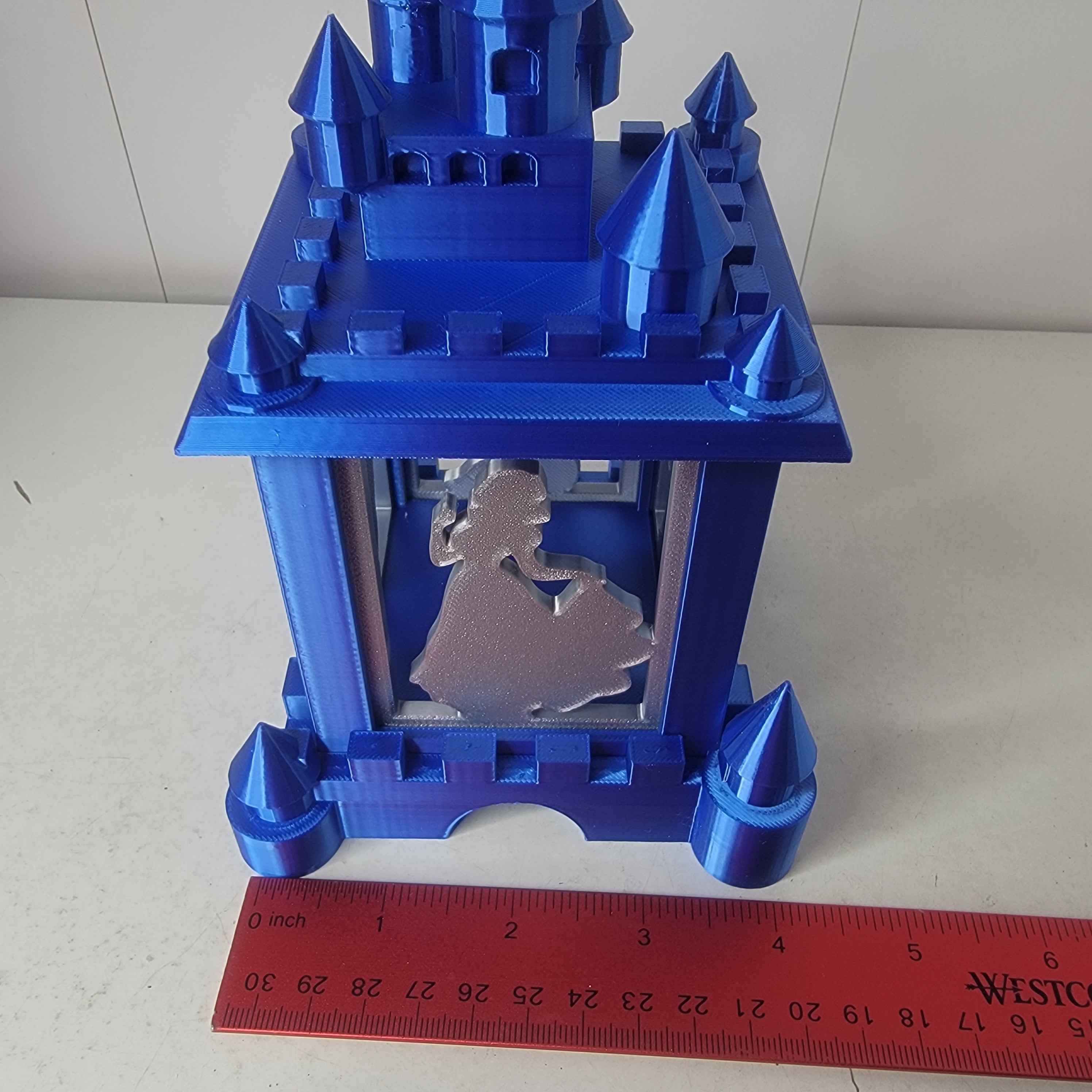 Enchanted Blue Castle Light Box – 3D Printed Fan-Made Lantern | Princess, Fairy & Mouse Silhouettes | LMP Creations
