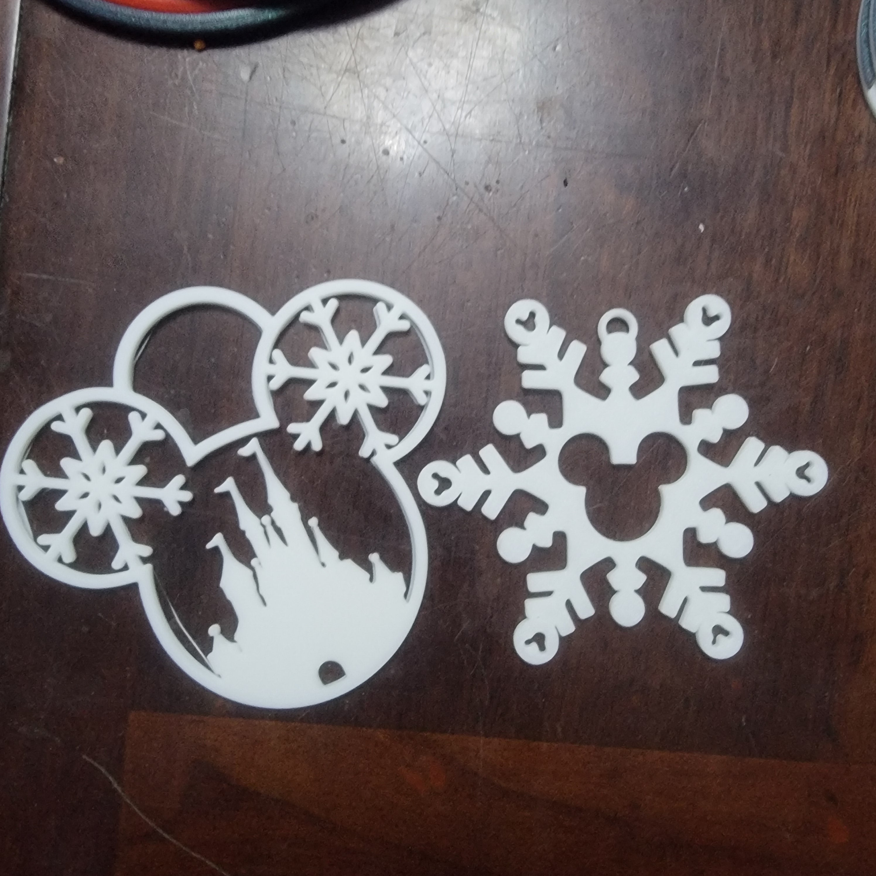 3D Printed Disney Snowflake Ornament Castle and Mickey Winter Decoration