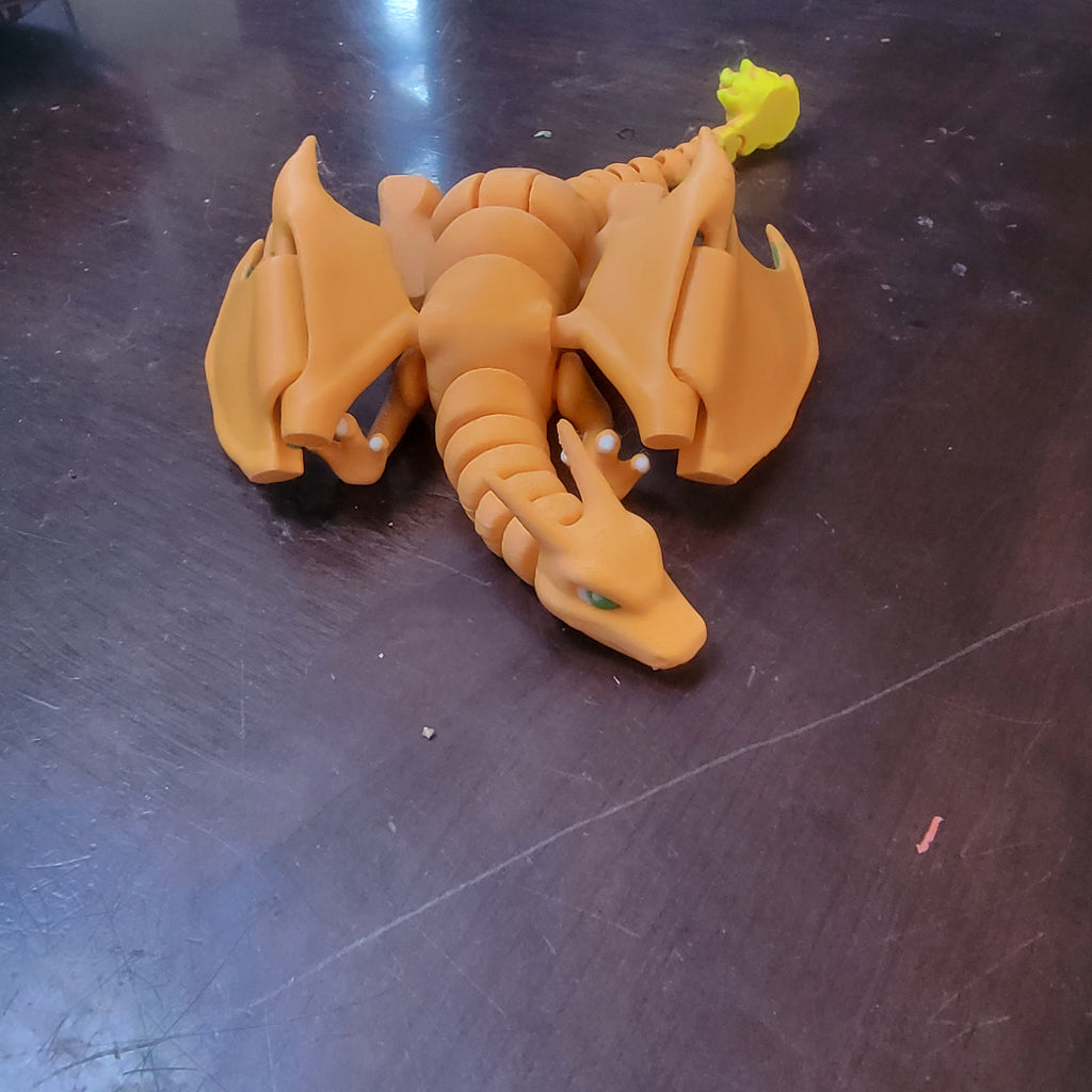Fire Dragon Inspired Fan Made Collectible3D Printed Orange Dragon Articulated Charizard Style
