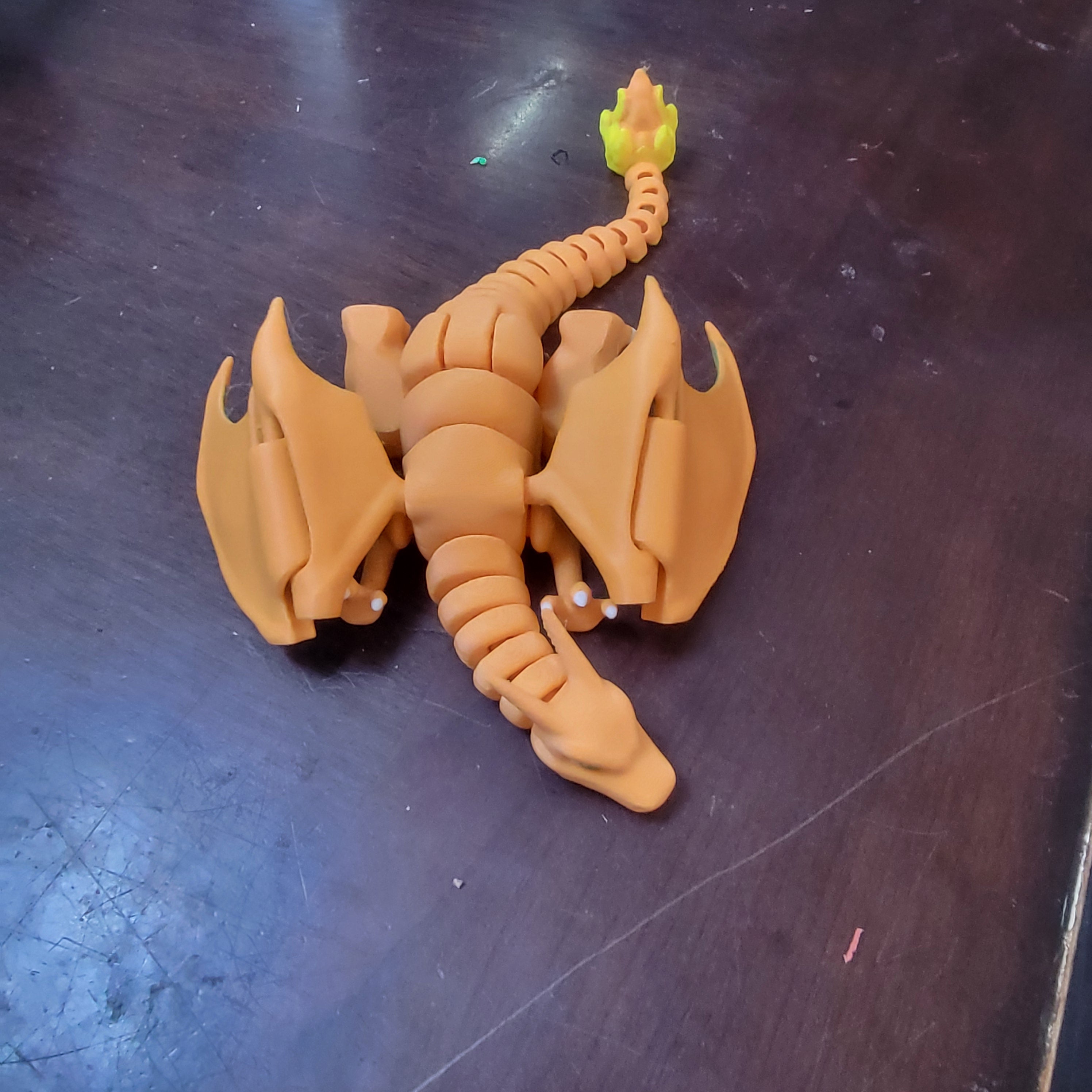 Fire Dragon Inspired Fan Made Collectible3D Printed Orange Dragon Articulated Charizard Style