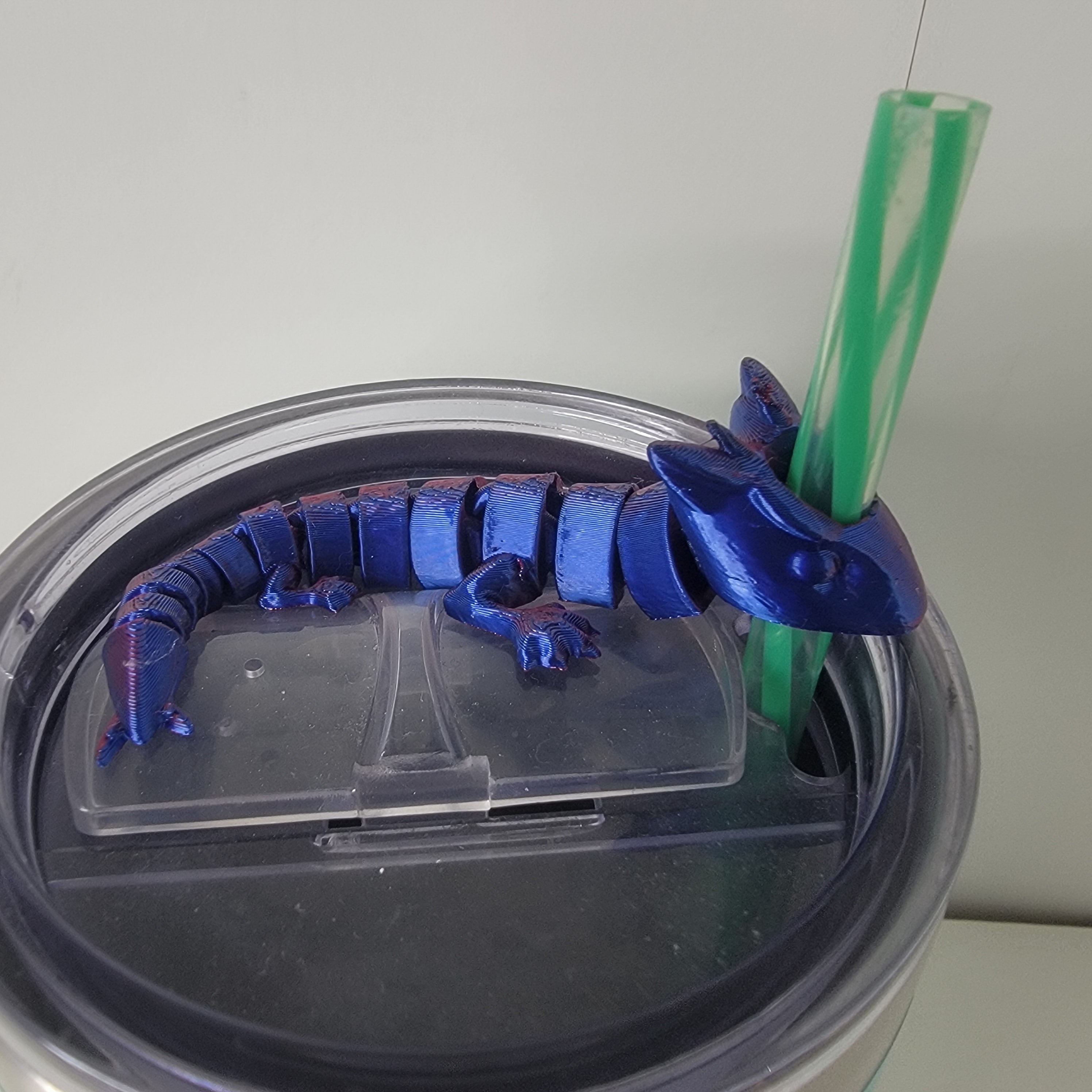 Articulated Dragon Straw Topper – 3D Printed Reusable Cup Accessory