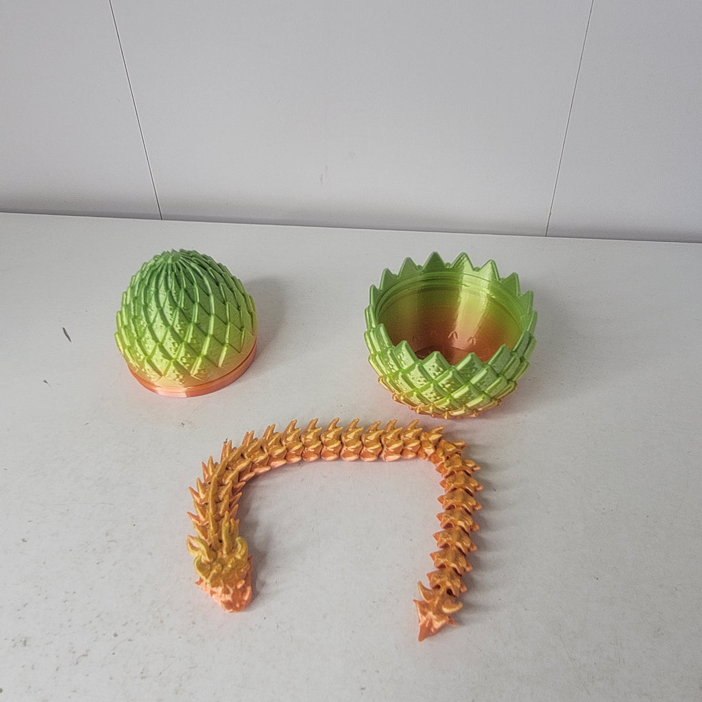 3D Printed Dragon Egg Container With Articulated Dragon Fantasy Display