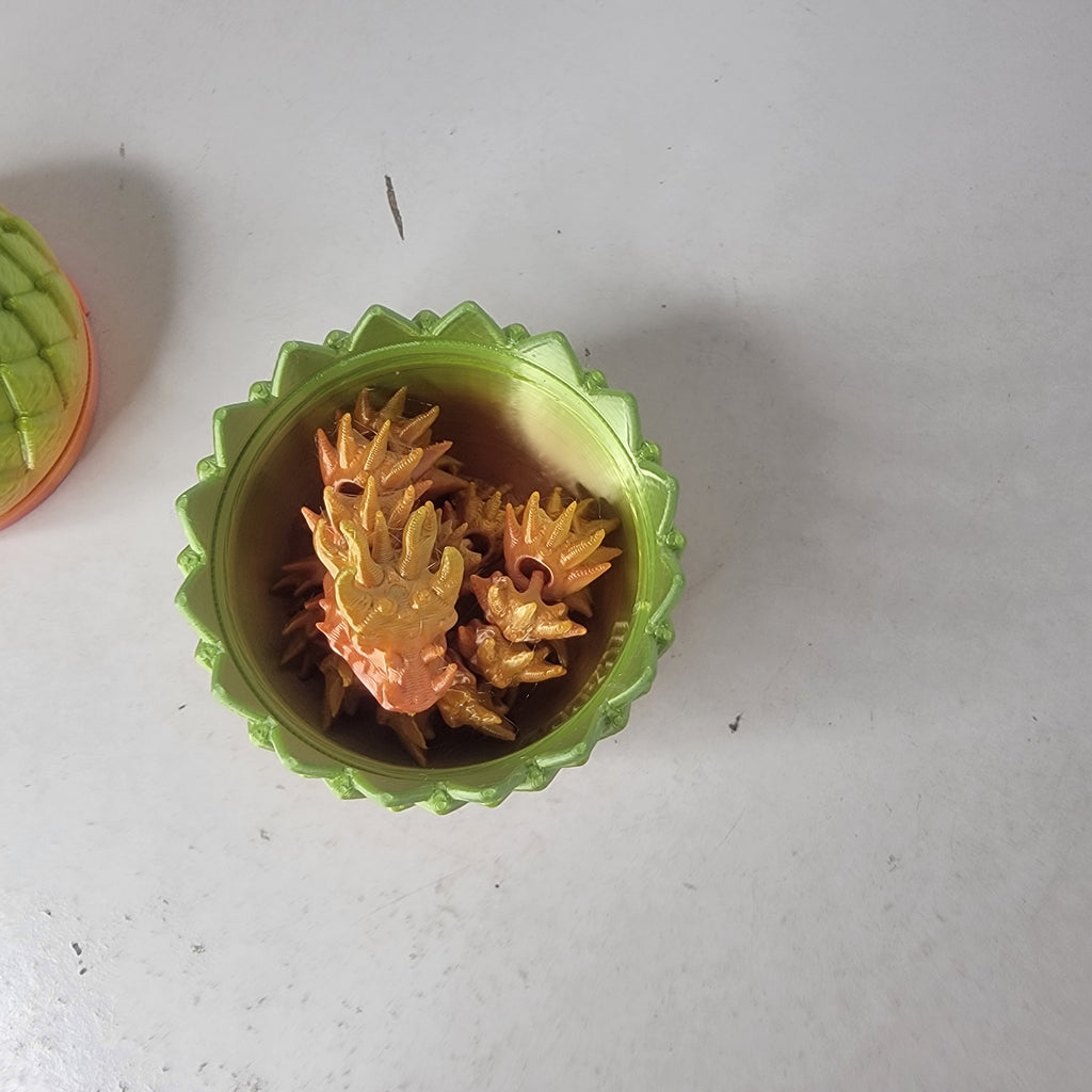 3D Printed Dragon Egg Container With Articulated Dragon Fantasy Display