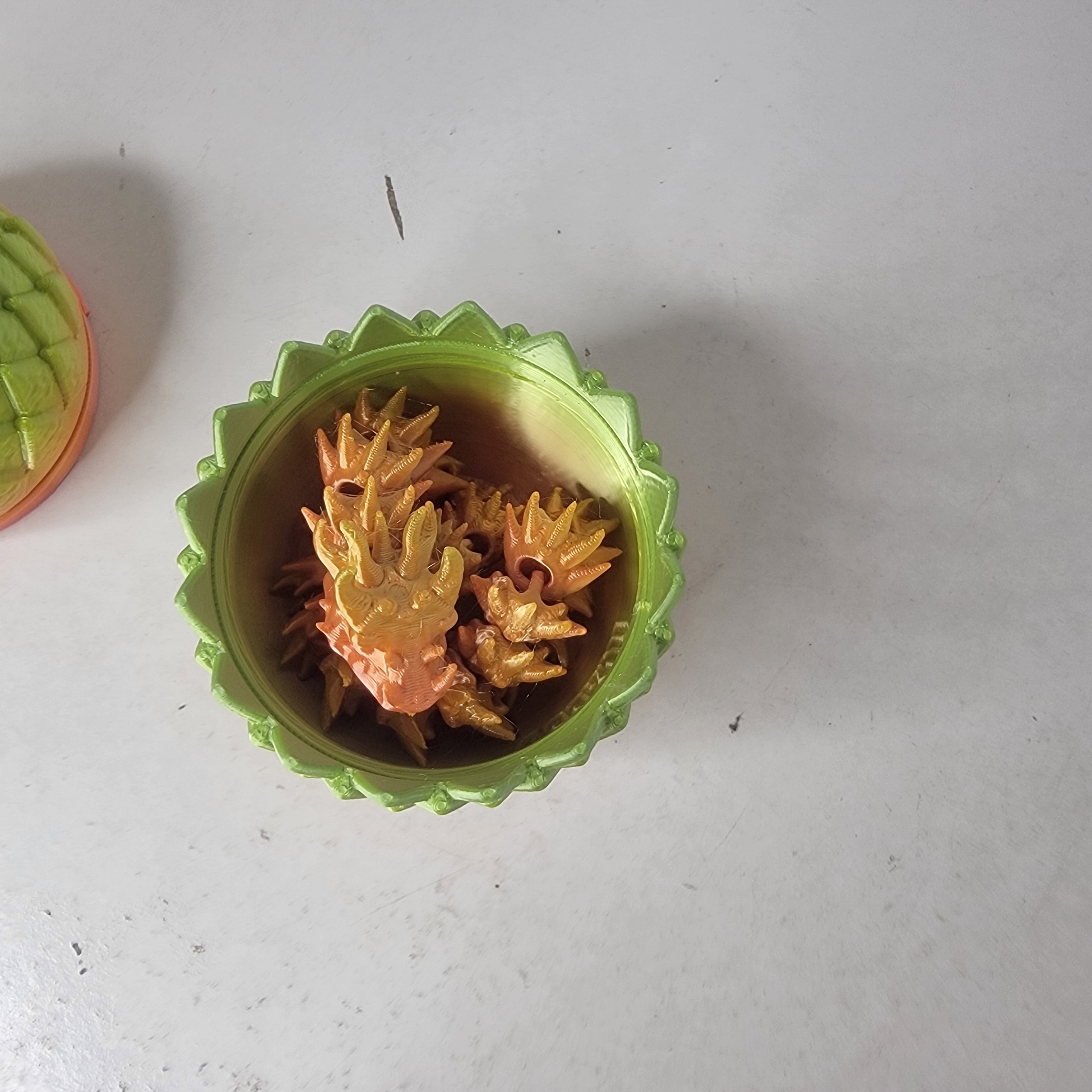 3D Printed Dragon Egg Container With Articulated Dragon Fantasy Display