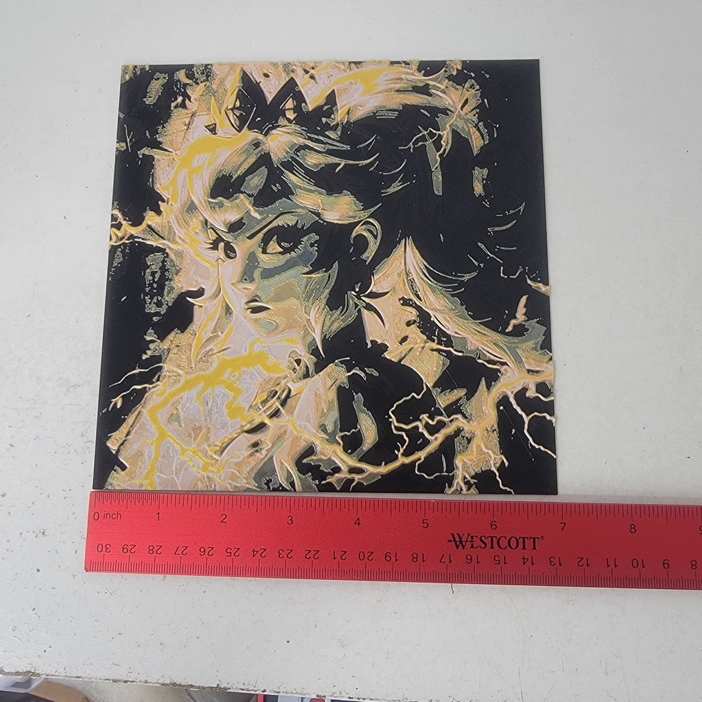 Golden Crown Princess Silhouette 3D Printed Wall Art Fantasy Character Decor