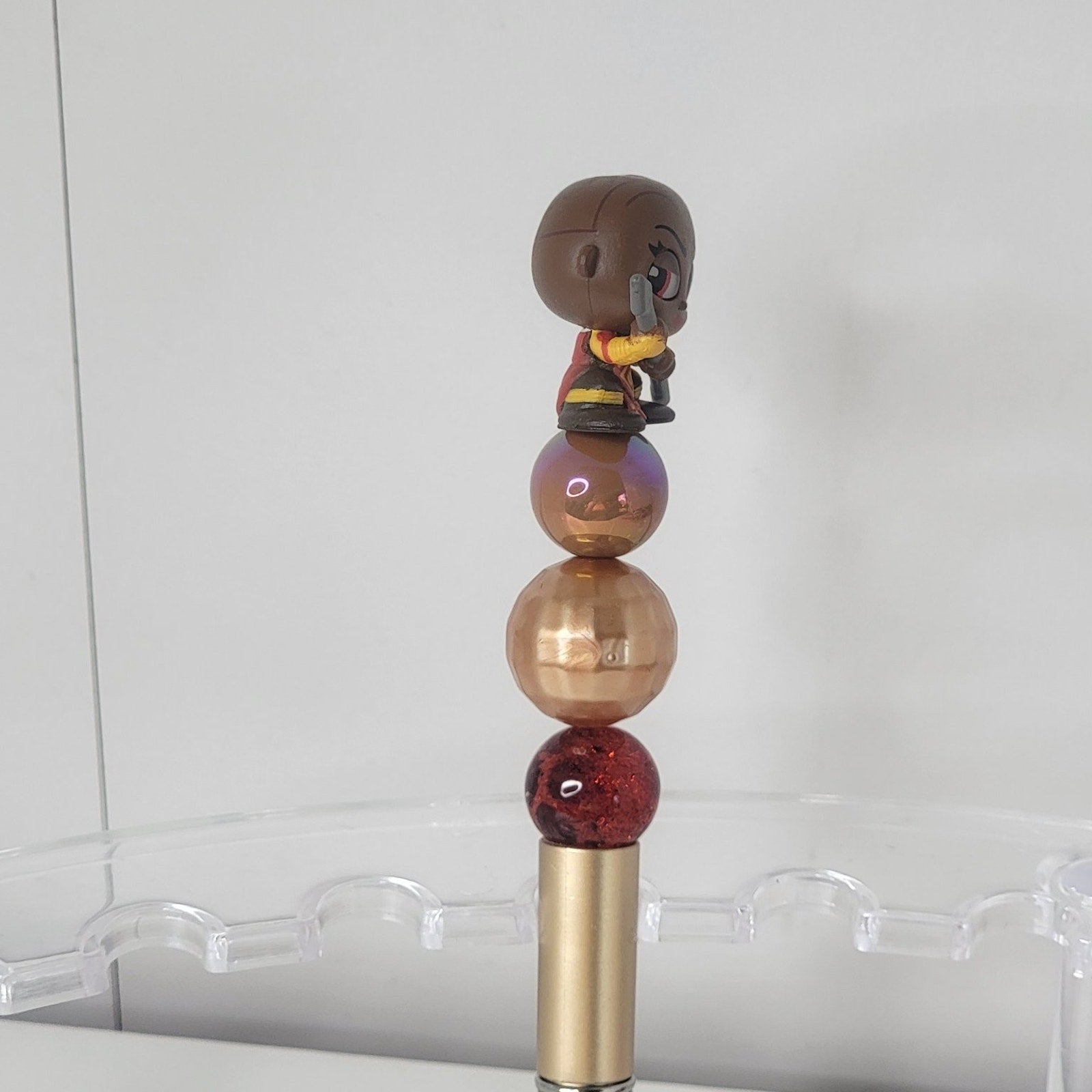 Disneyana Black Panther Character Pen 7.5in Gold Red Plastic Ink Collectible