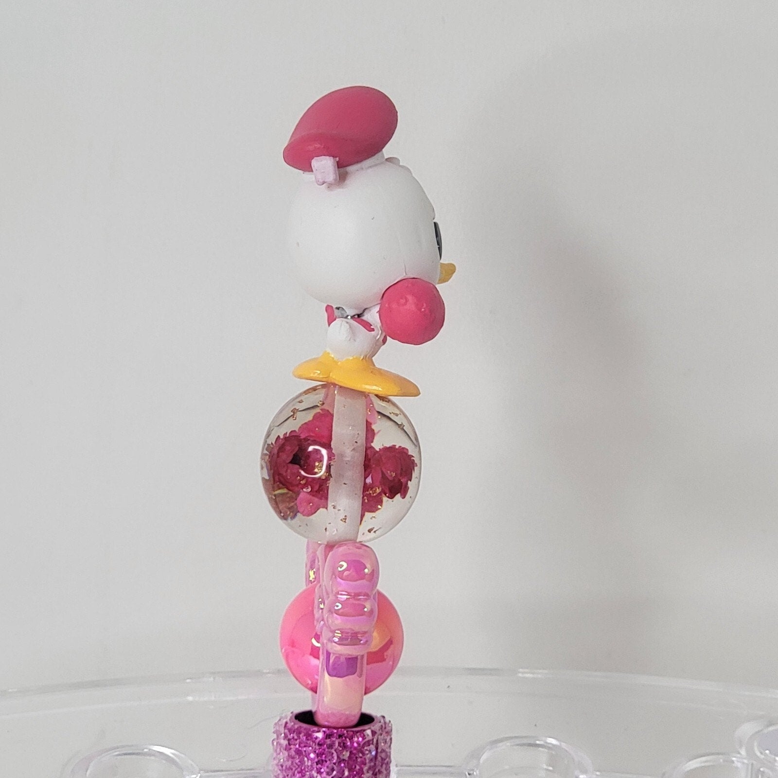 Disney Doorables Beaded Pen Donald Duck as Cheerleader on Sugar Base