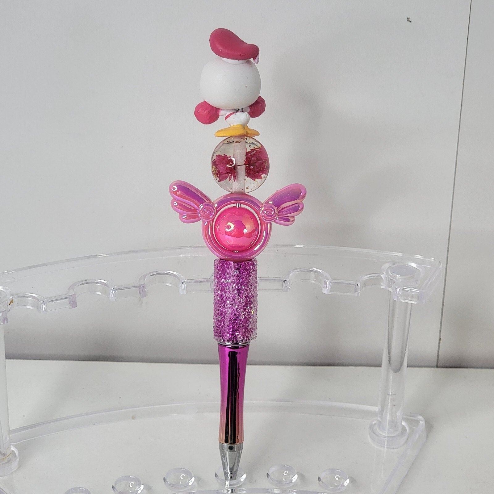Disney Doorables Beaded Pen Donald Duck as Cheerleader on Sugar Base