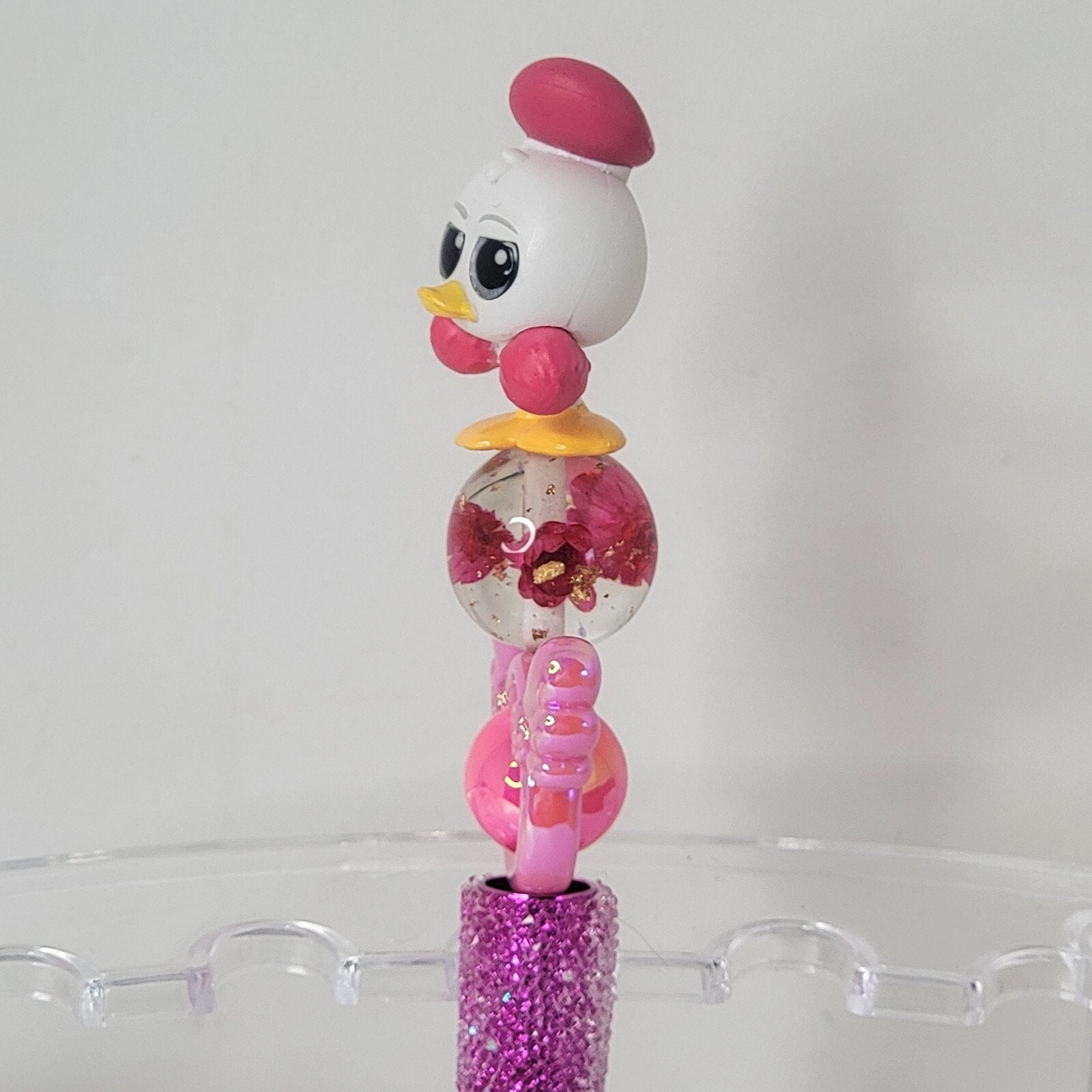 Disney Doorables Beaded Pen Donald Duck as Cheerleader on Sugar Base
