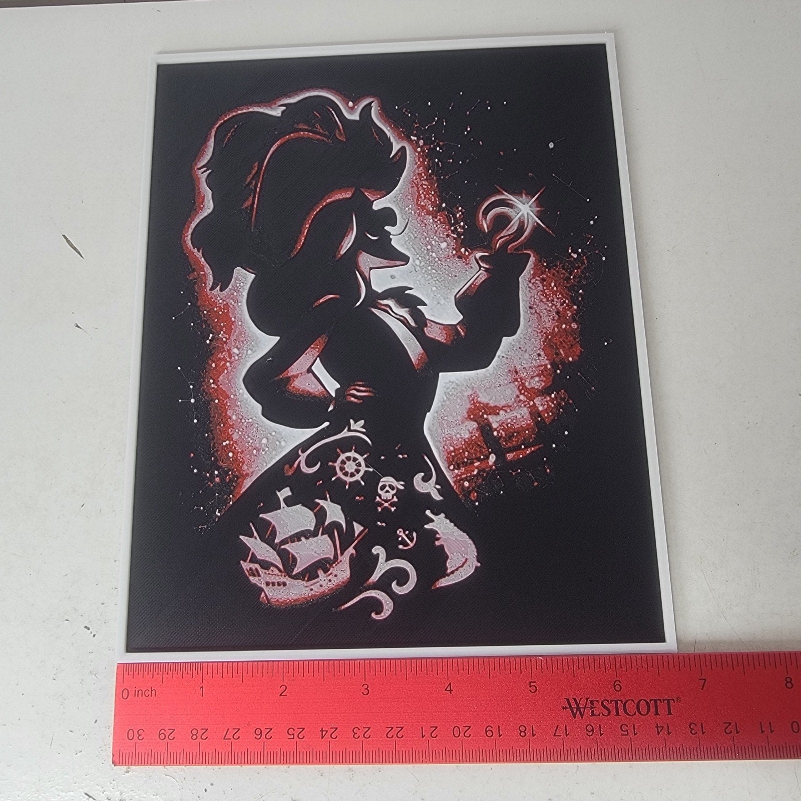 3D Printed Captain Hook Silhouette Wall Art Plaque By LMP Creations Peter Pan