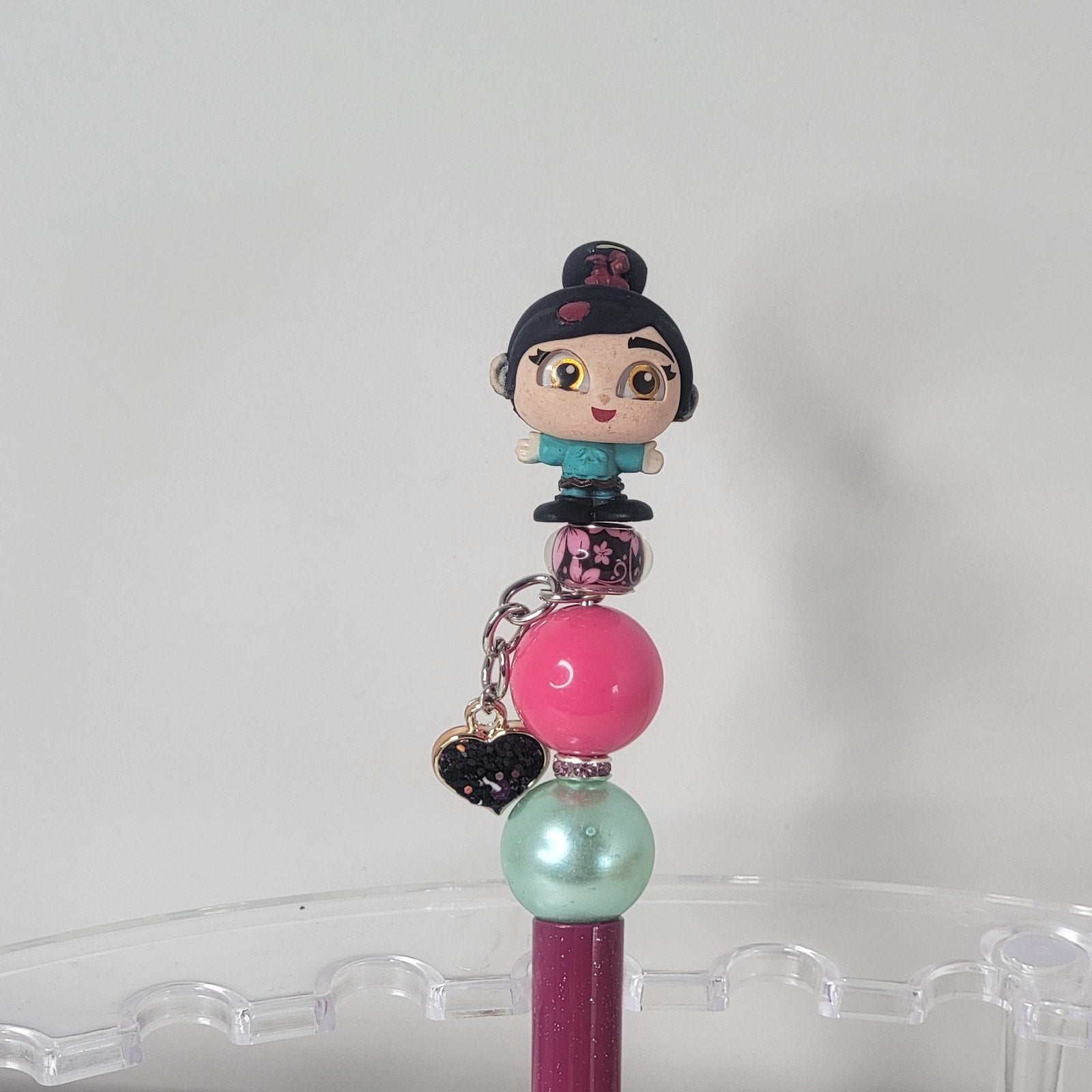 Disney Wreck It Ralph Vanellope Doorables Pen Handmade Beaded Candy Gift Display