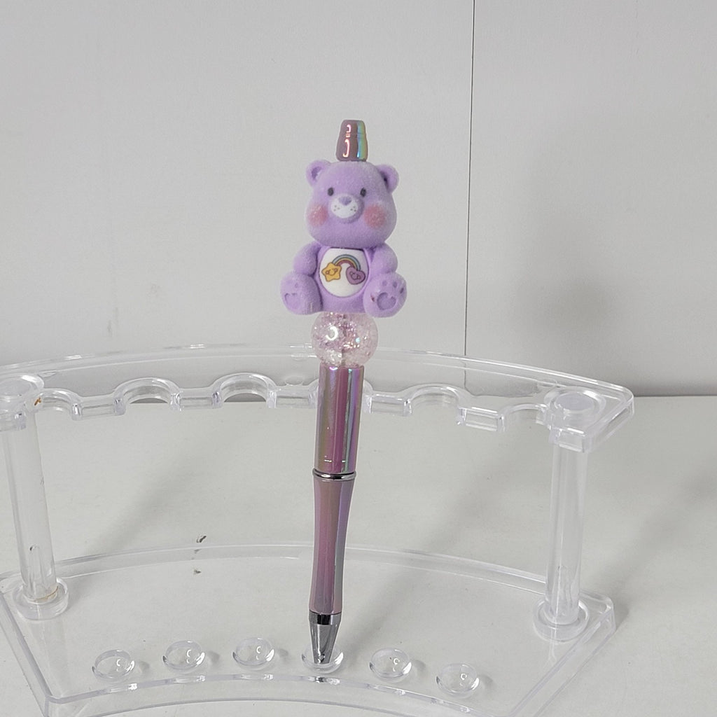 Care Bears Share Bear Beaded Pen Glitter Topper Handmade Kawaii Stationery