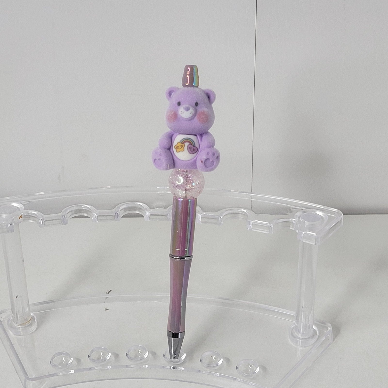 Care Bears Share Bear Beaded Pen Glitter Topper Handmade Kawaii Stationery