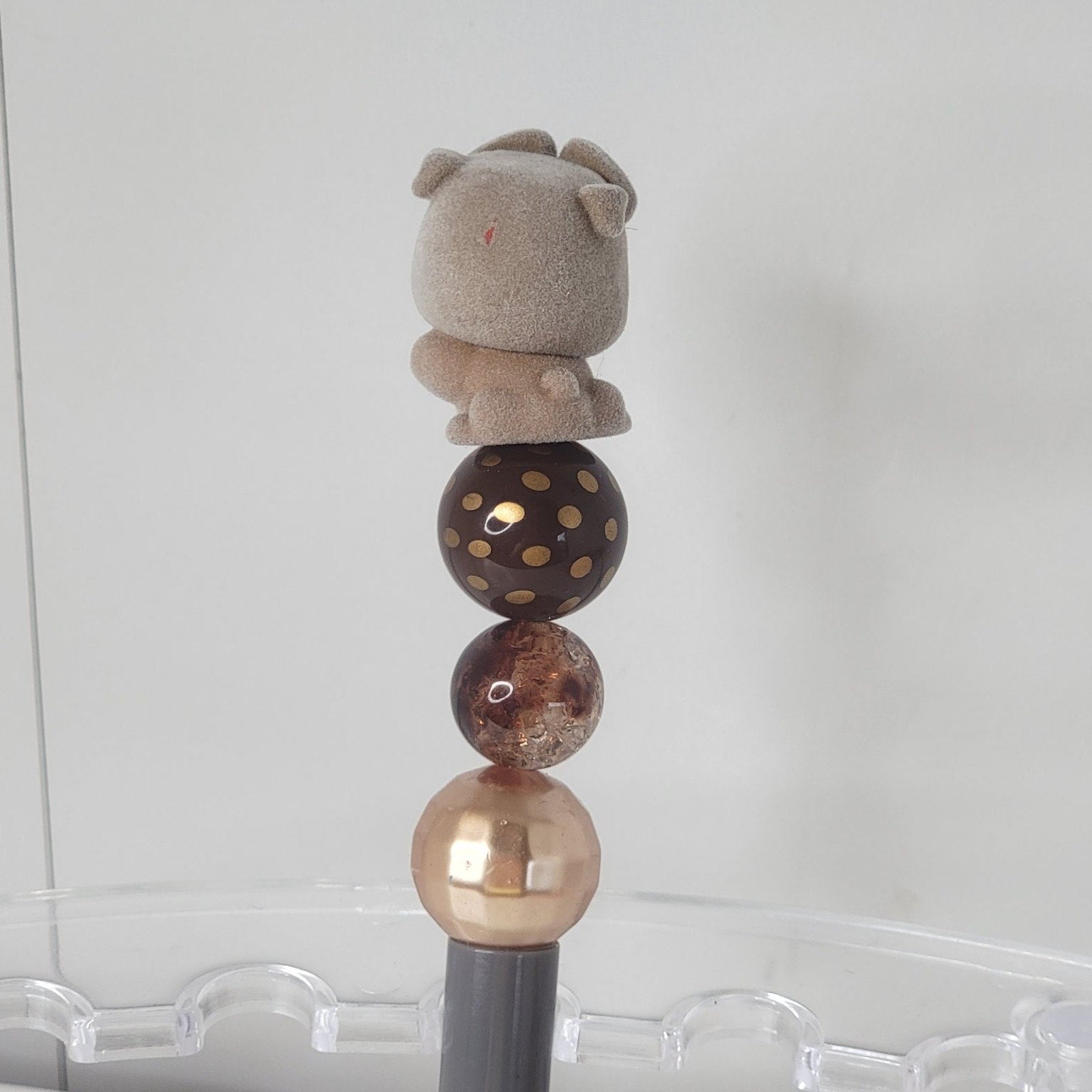Disneyana Disney Francis Character Pen Gray Gold Brown Beaded Design