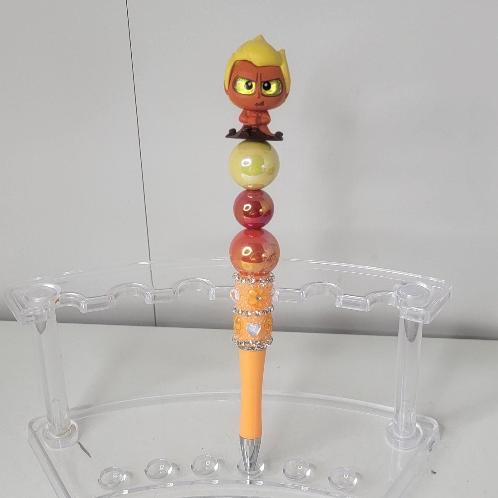 Hades Disneyana Pen 7.5in Orange Beaded Figurine Ink Collectible