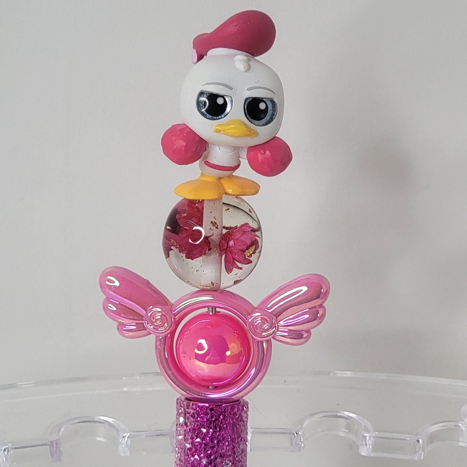 Disney Doorables Beaded Pen Donald Duck as Cheerleader on Sugar Base