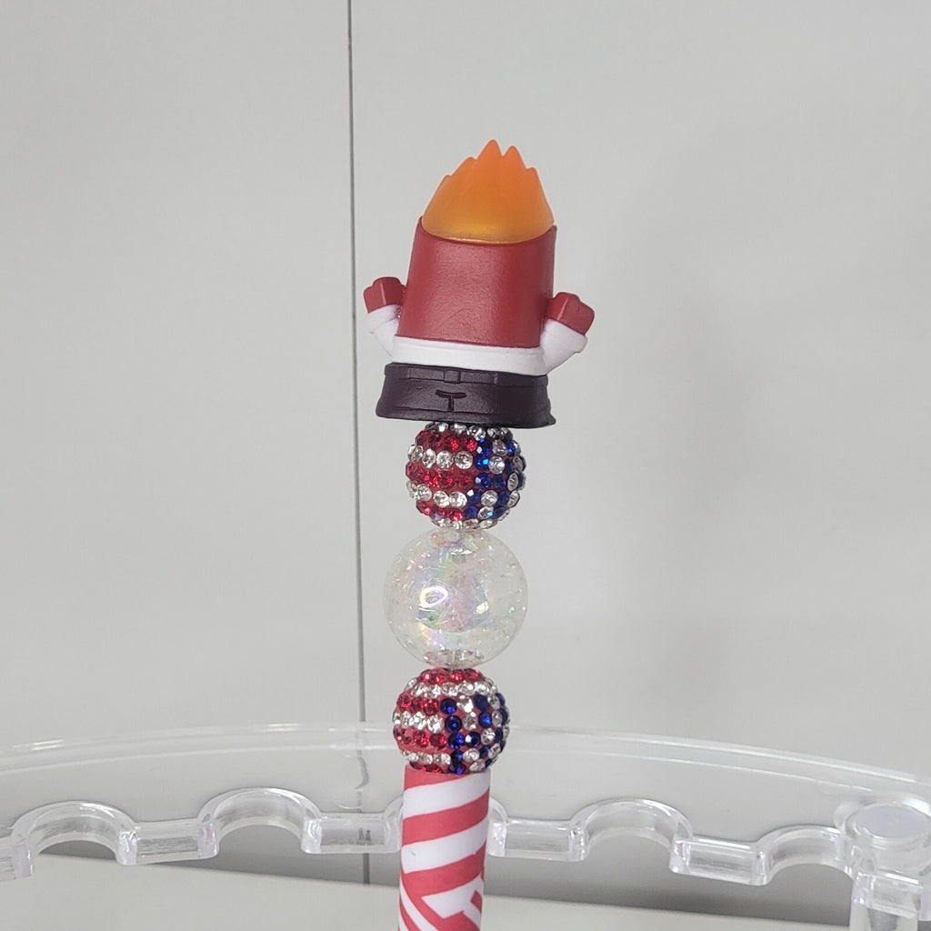 Disney Doorables Beaded Pen Anger from Inside Out 2 Movie Patriotic Base USA