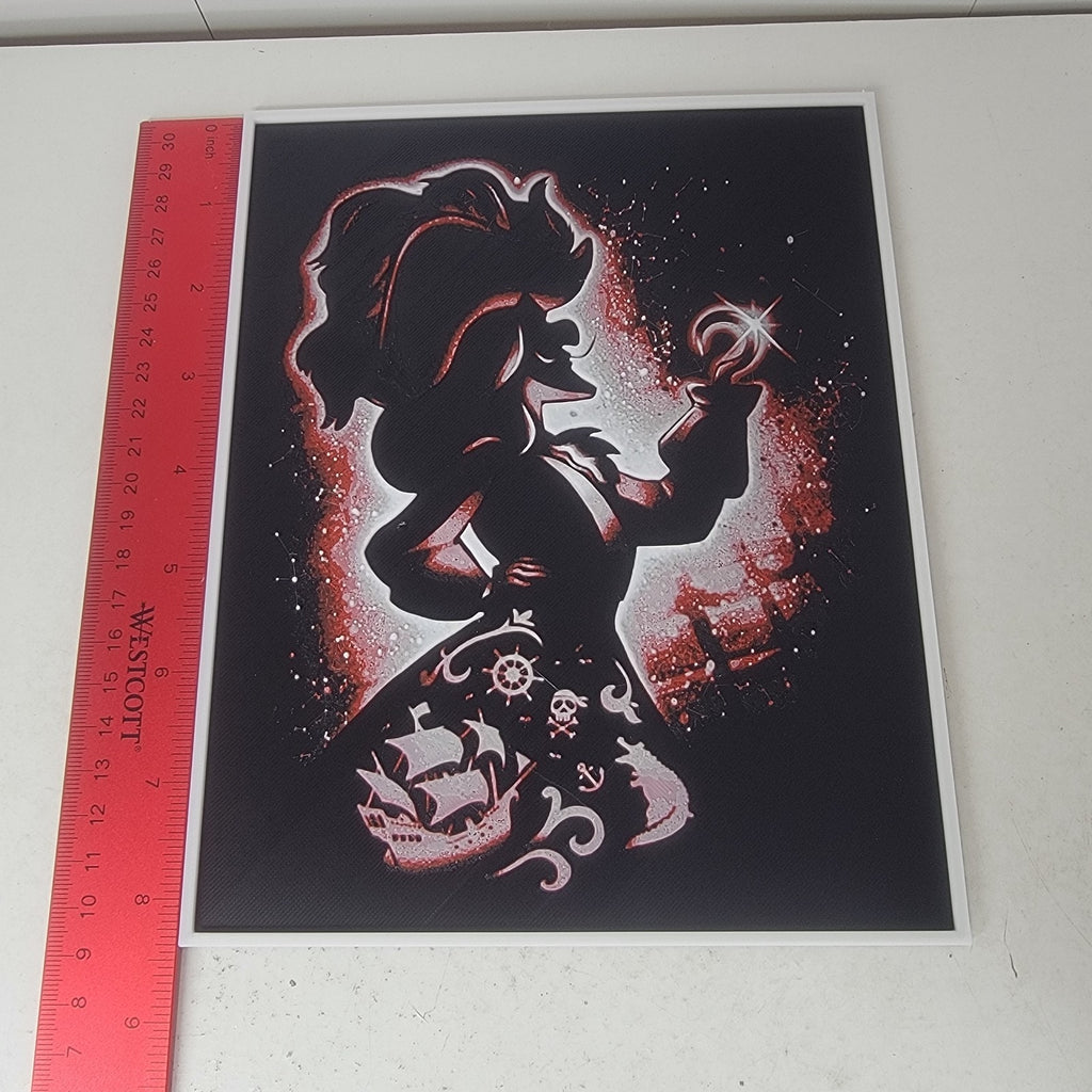 3D Printed Captain Hook Silhouette Wall Art Plaque By LMP Creations Peter Pan