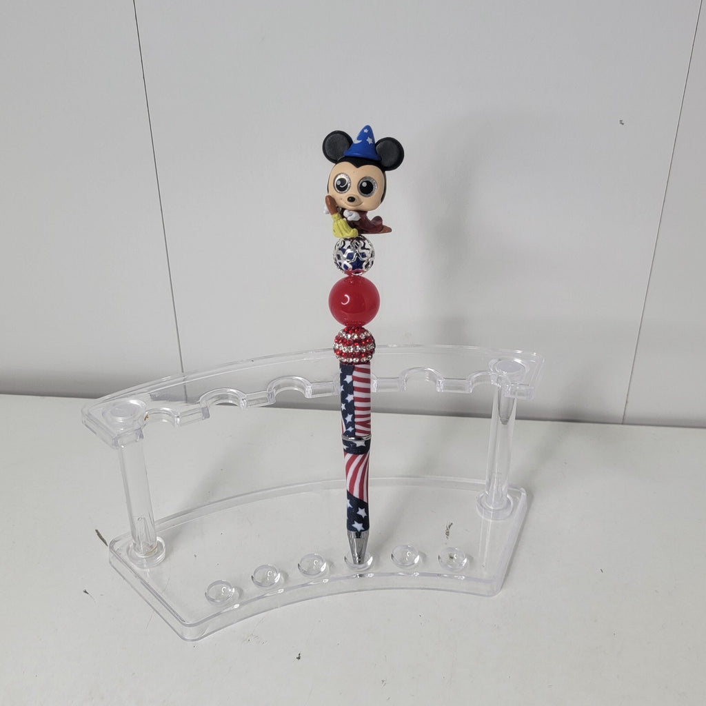 Disney Doorables Beaded Pen Sorcerer Mickey from Fantasia Patriotic USA Flag