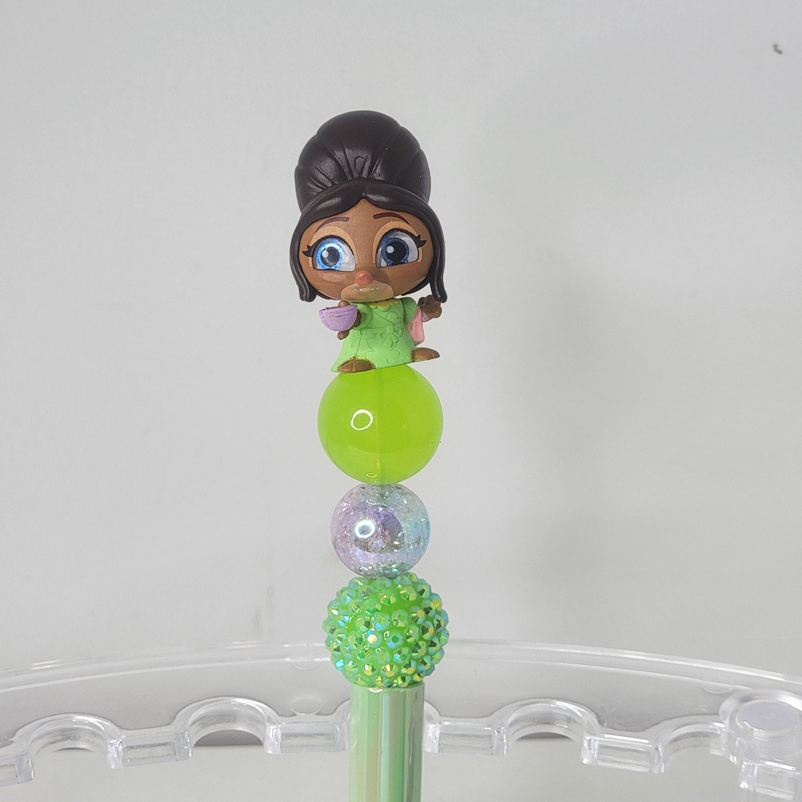 Handmade Disney Fru Fru Zootopia Pen Beaded Glitter Writing Gift Green Color