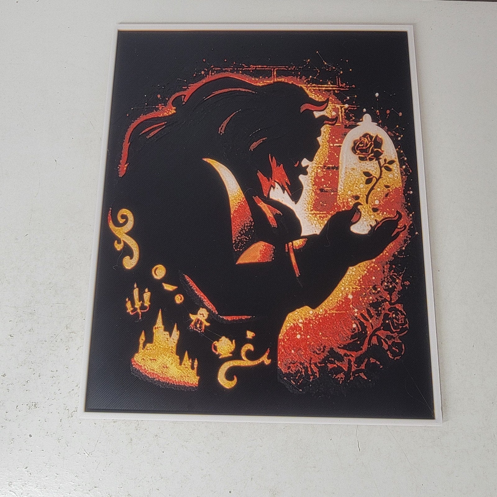 3D Printed Beauty And Beast Silhouette Wall Art Plaque By LMP Creations