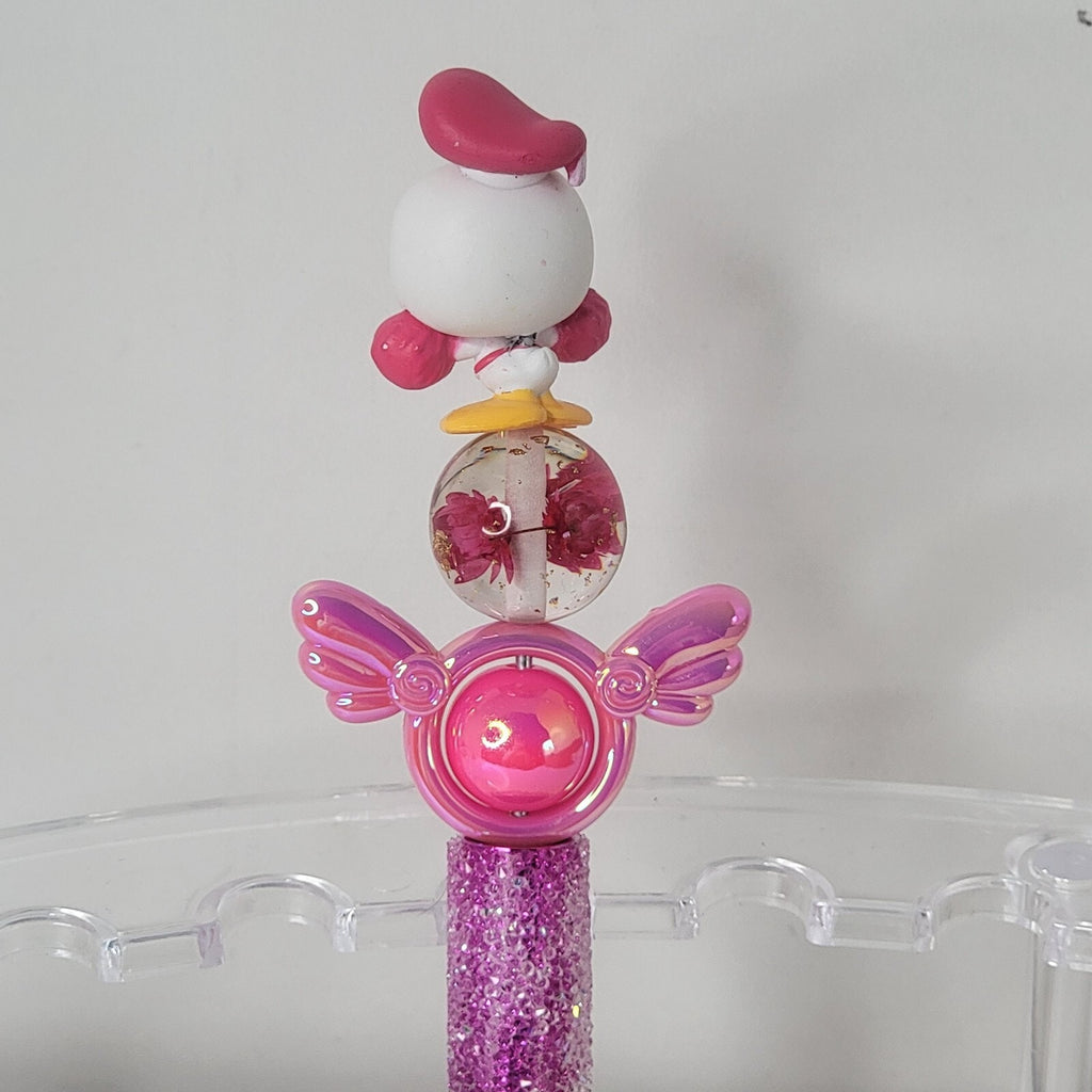 Disney Doorables Beaded Pen Donald Duck as Cheerleader on Sugar Base