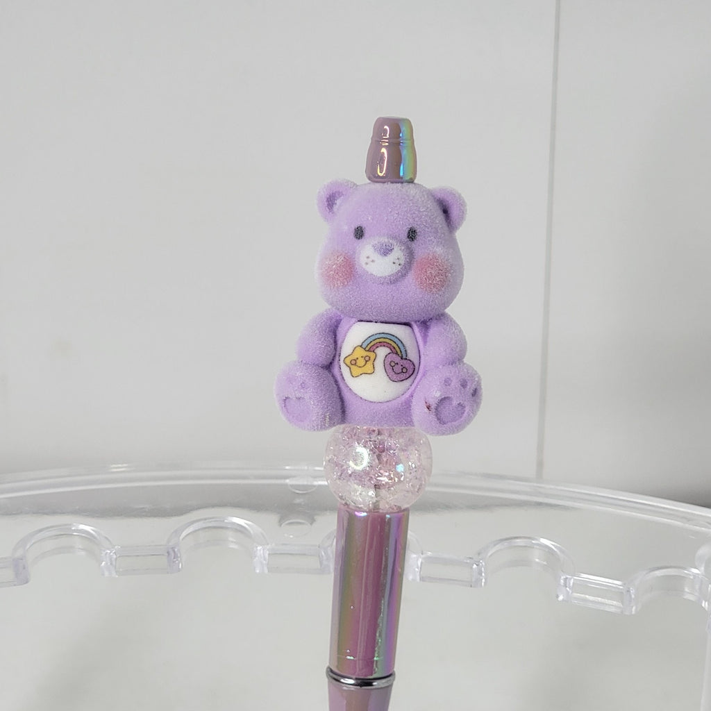 Care Bears Share Bear Beaded Pen Glitter Topper Handmade Kawaii Stationery