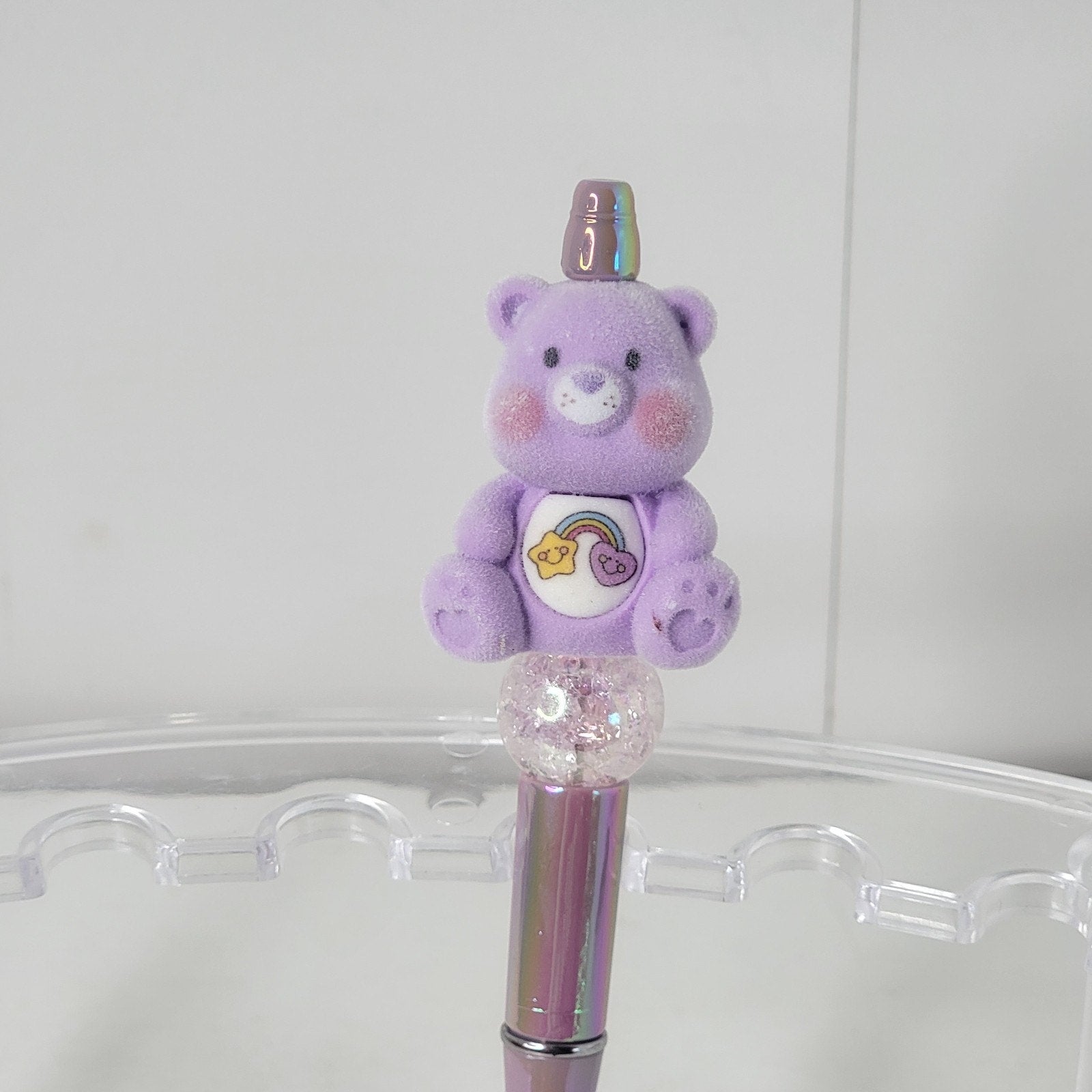 Care Bears Share Bear Beaded Pen Glitter Topper Handmade Kawaii Stationery