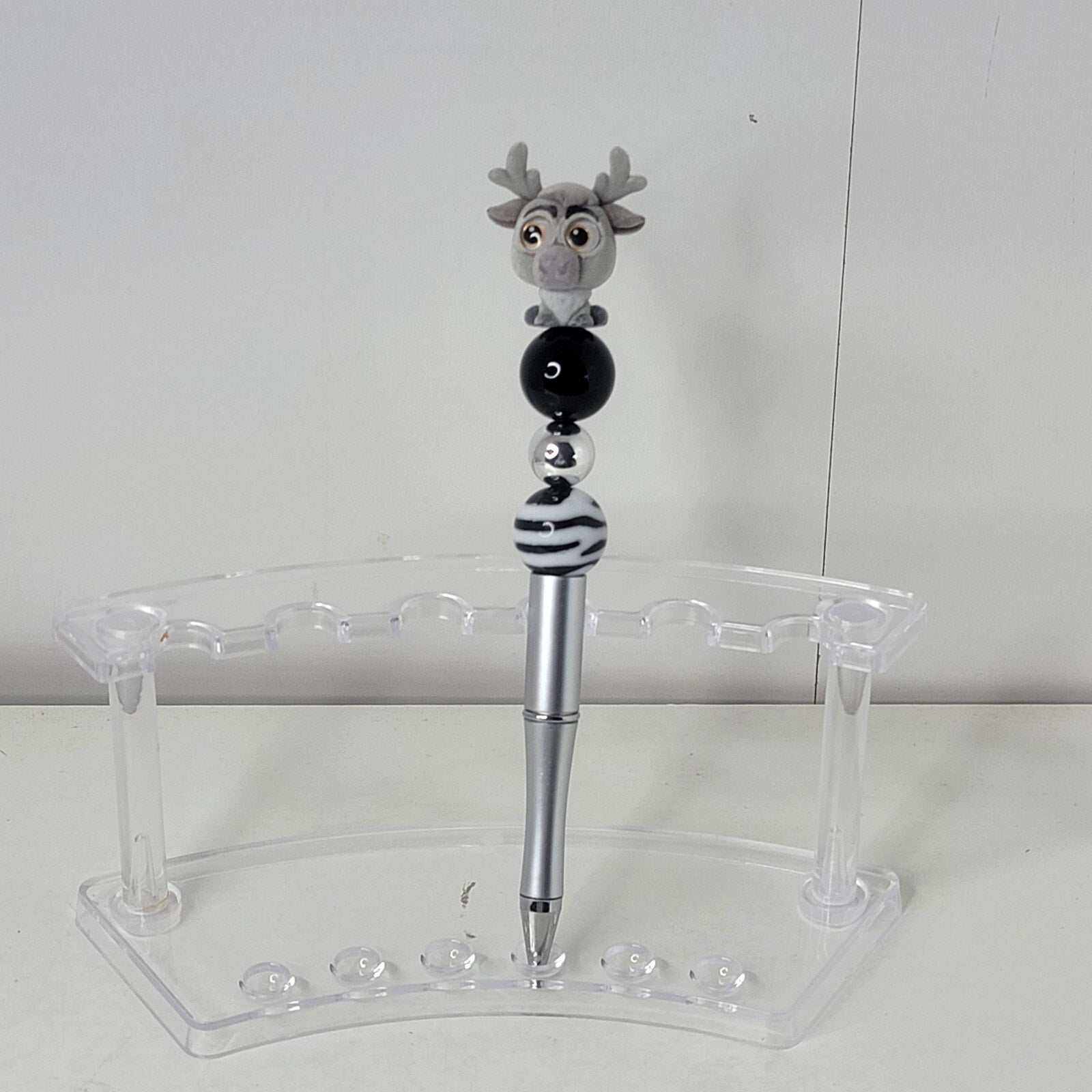 Disney Doorables Beaded Pen Flocked Sven from Frozen Movie Silver Base
