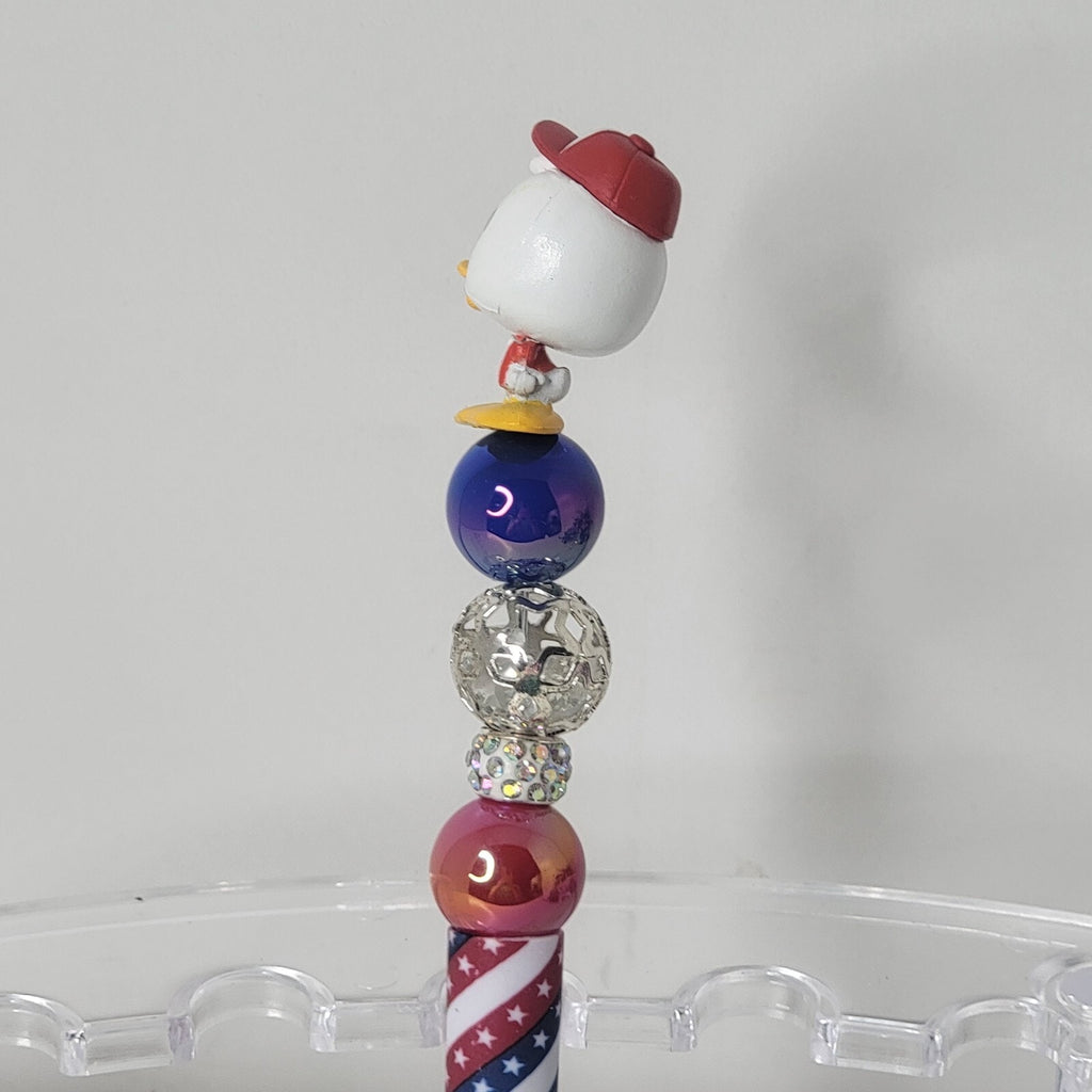 Disney Doorables Beaded Pen Huey Donald Duck Nephew Patriotic 4th of July Base