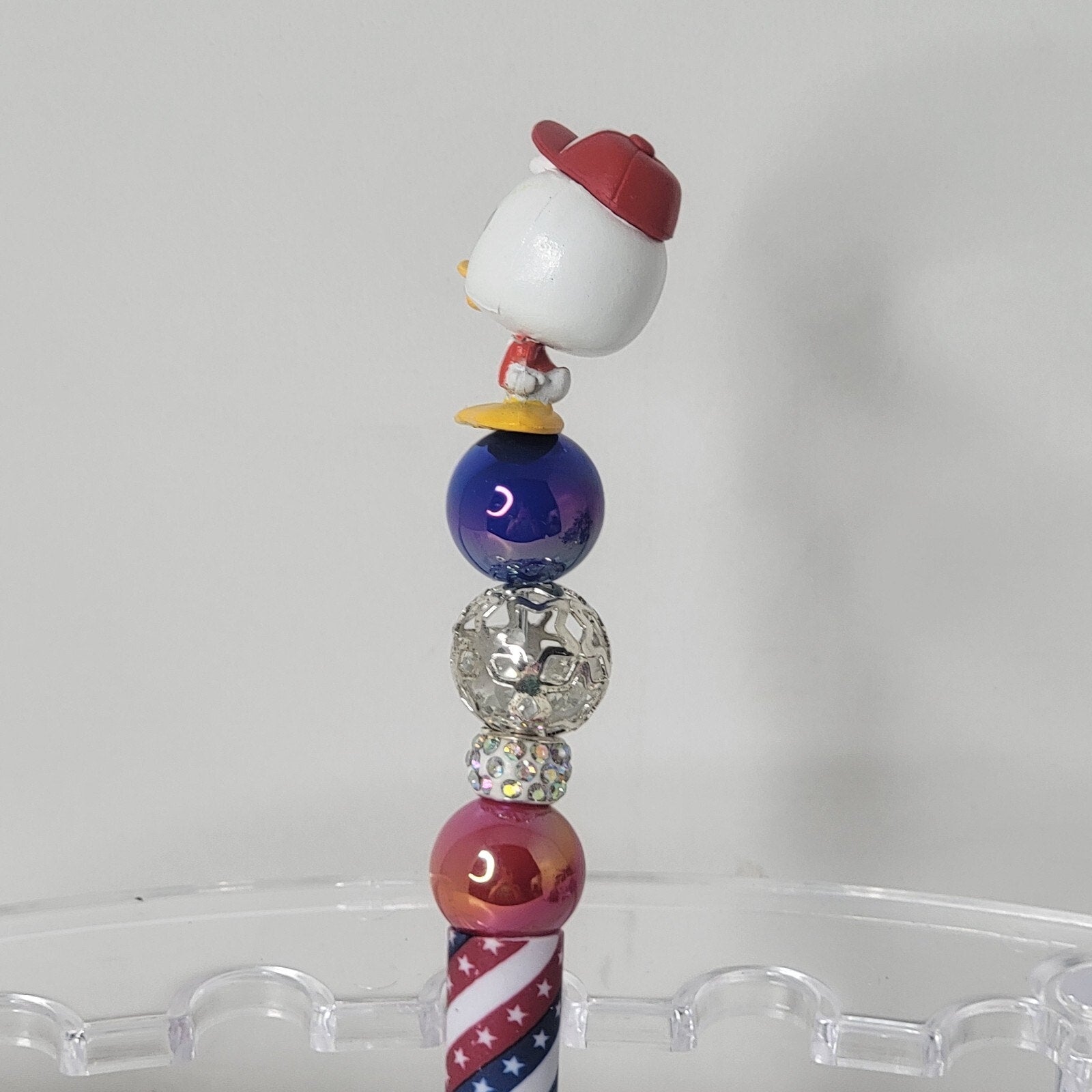 Disney Doorables Beaded Pen Huey Donald Duck Nephew Patriotic 4th of July Base