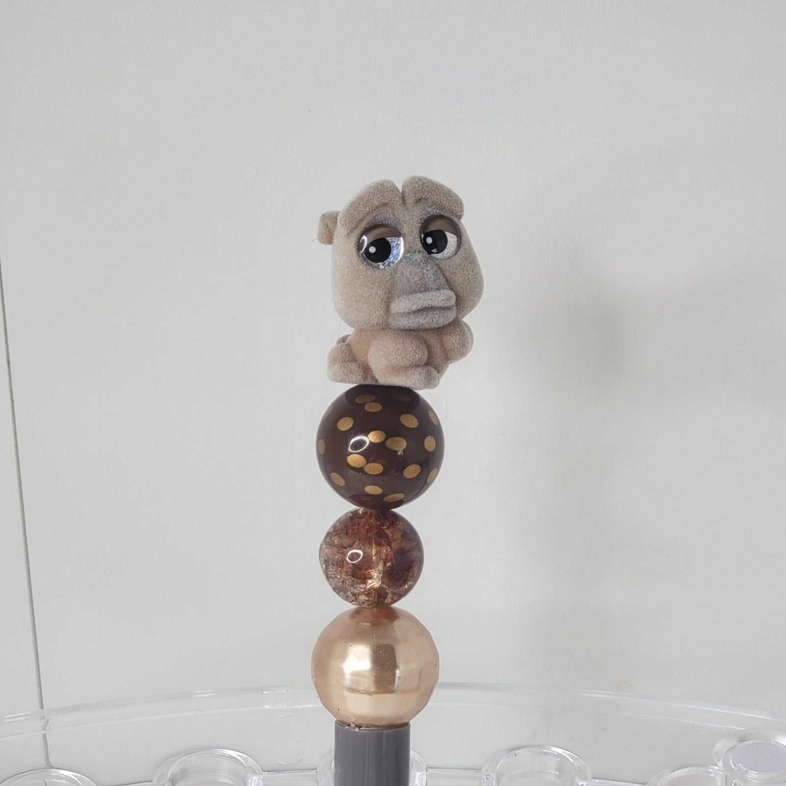 Disneyana Disney Francis Character Pen Gray Gold Brown Beaded Design