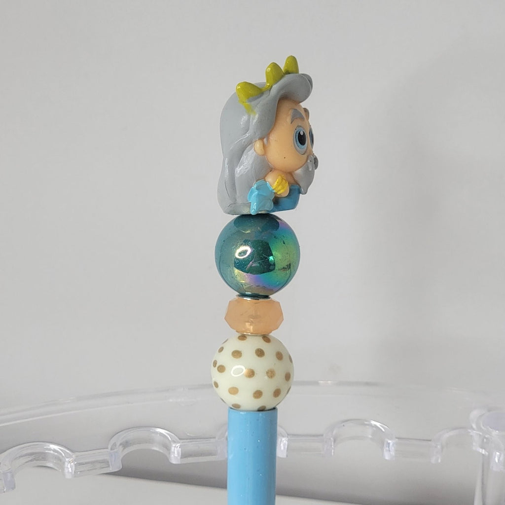 Disney Poseidon Disneyana Pen Blue Gradient with Beads and Figurine