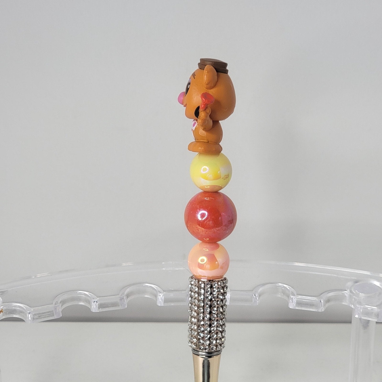 Handmade Disney Beaded Pen Fozzie Bear Muppets Collectible Writing Gift Horn