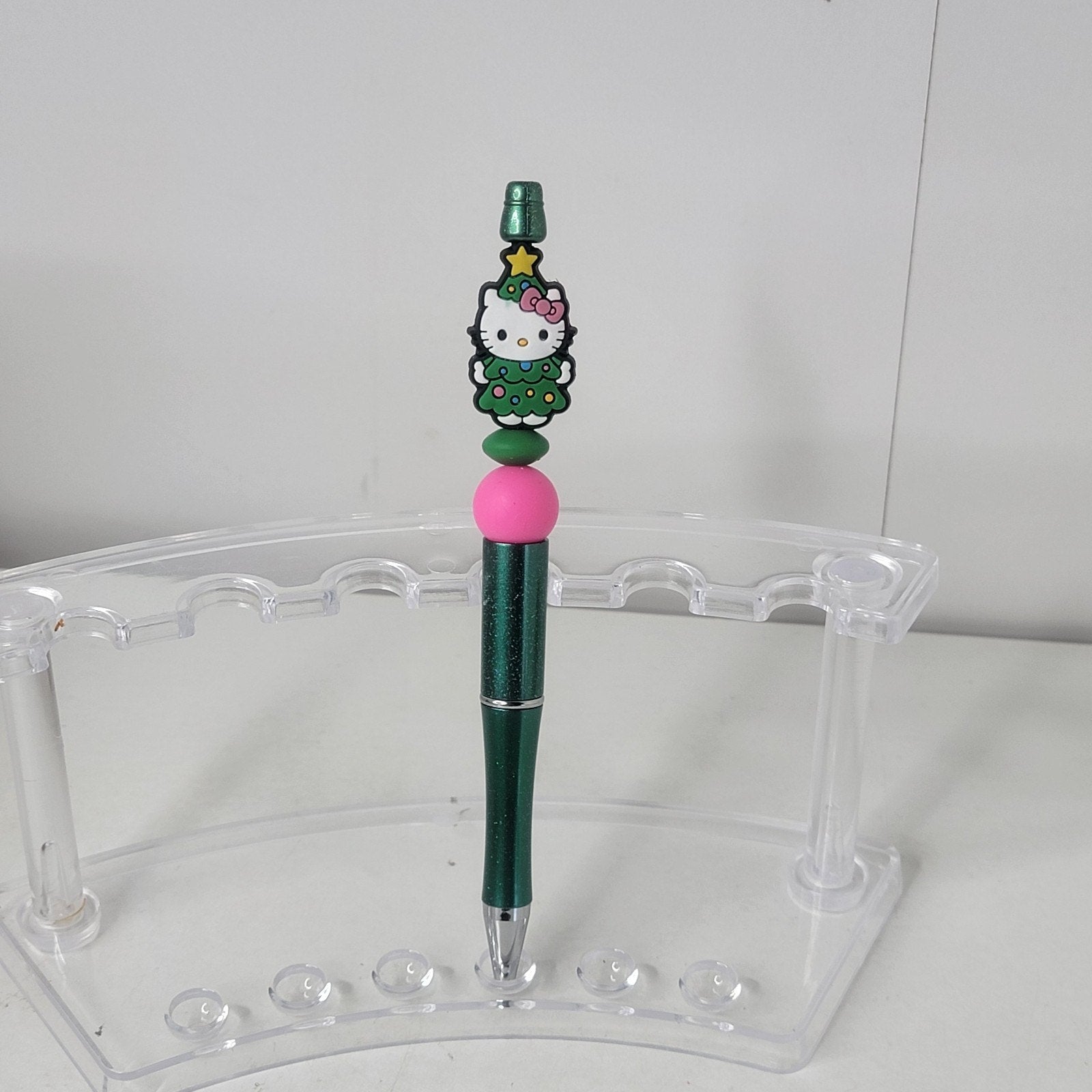 Hello Kitty Christmas Tree Pen Green Sparkle Holiday Writing Collectible Gift