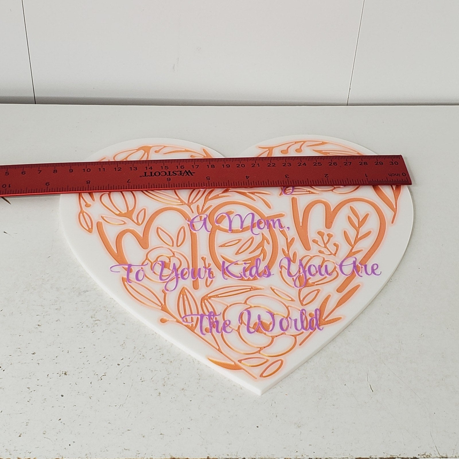 Heart Shaped Mom Plaque Sign Floral Decor Gift for Mother's Day Birthday